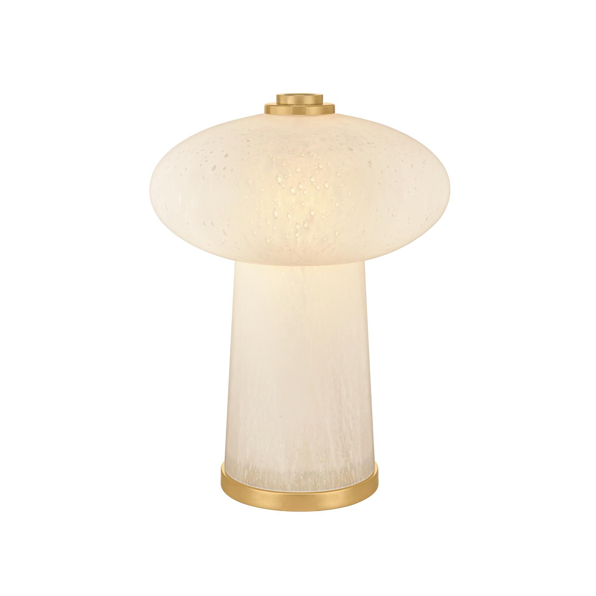 Shown in Aged Brass finish and Seeded Cloud shade