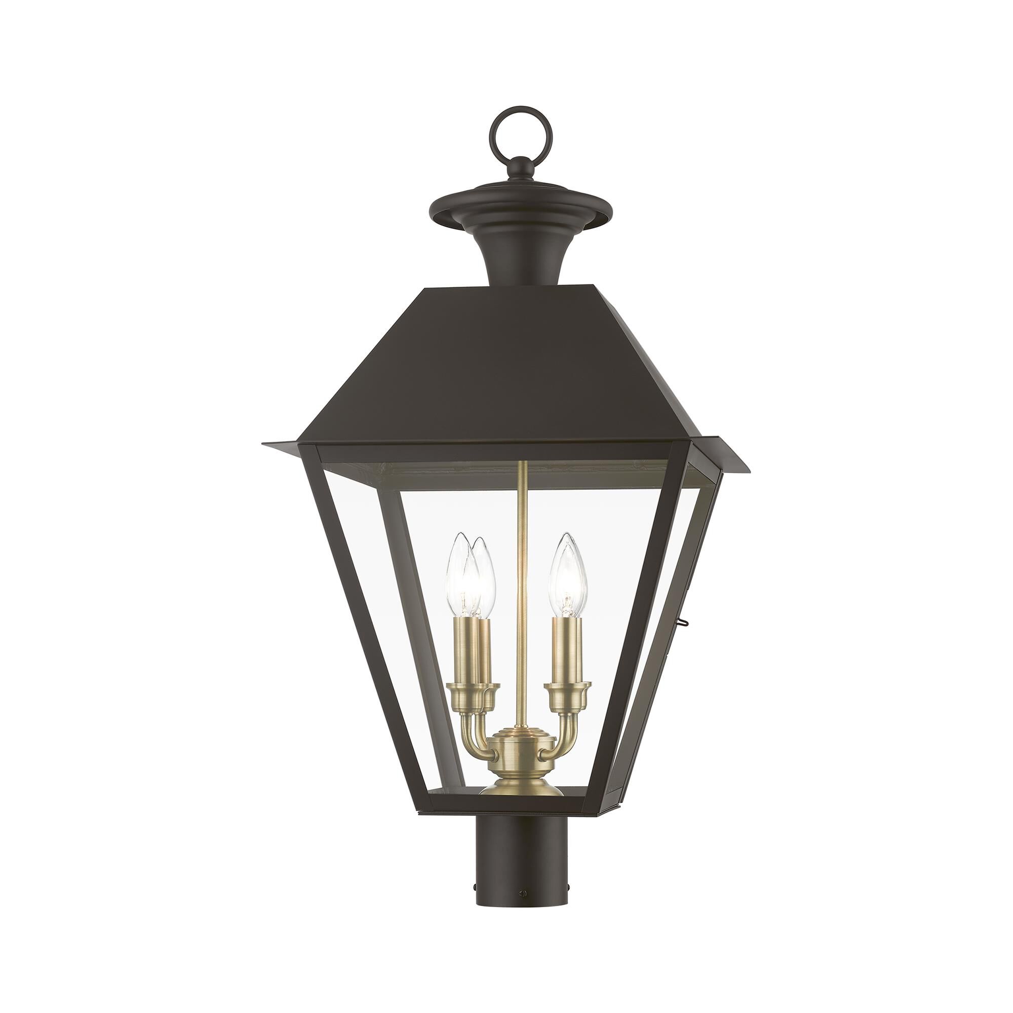 Shown in Bronze with Antique Brass Finish Cluster finish and Clear glass