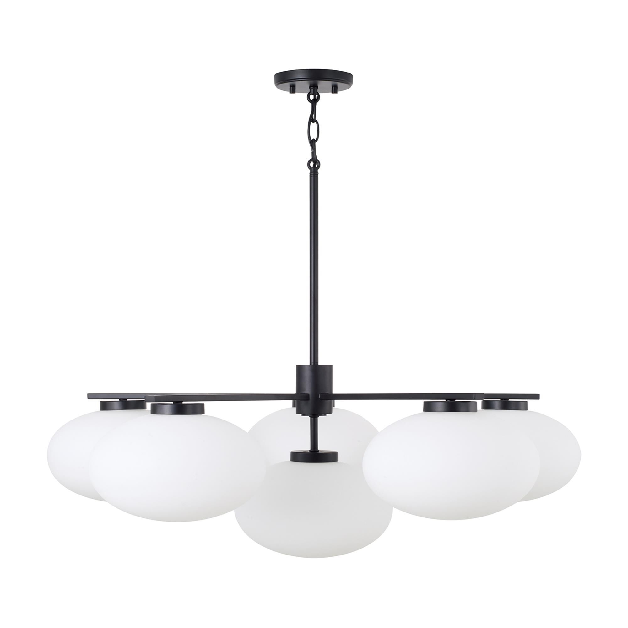 Shown in Matte Black finish and Soft White glass