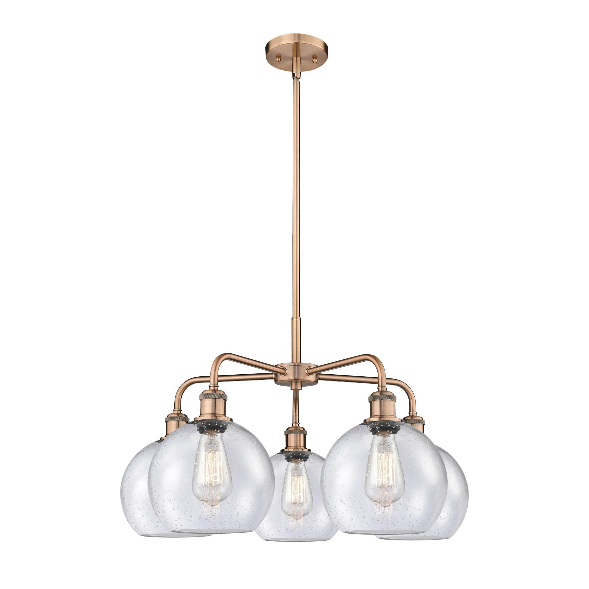 Shown in Antique Copper finish and Seedy glass