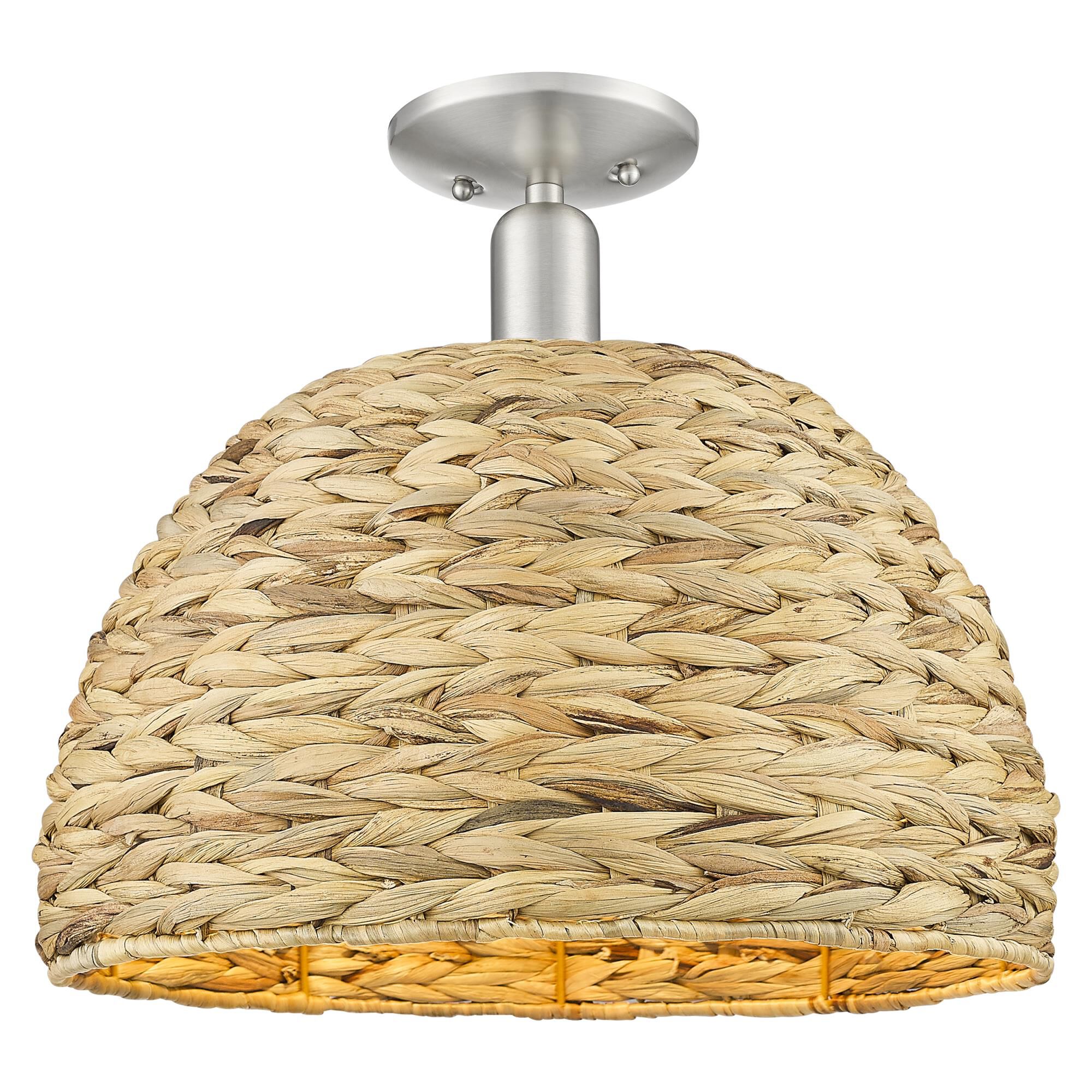 Bruno Marashlian Woven Rattan 16 Inch Semi Flush Mount by Innovations Lighting