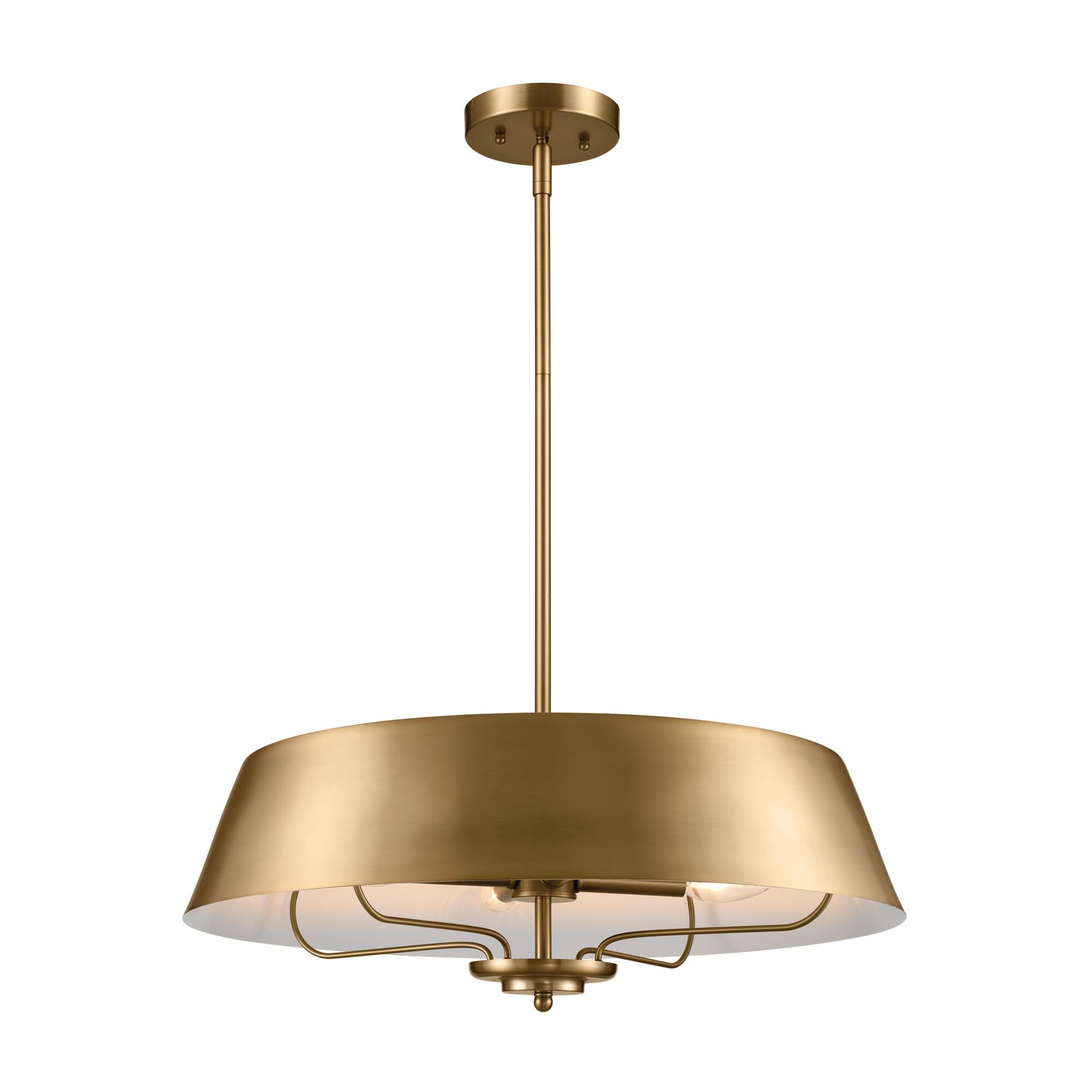 Shown in Brushed Natural Brass finish and Metal shade