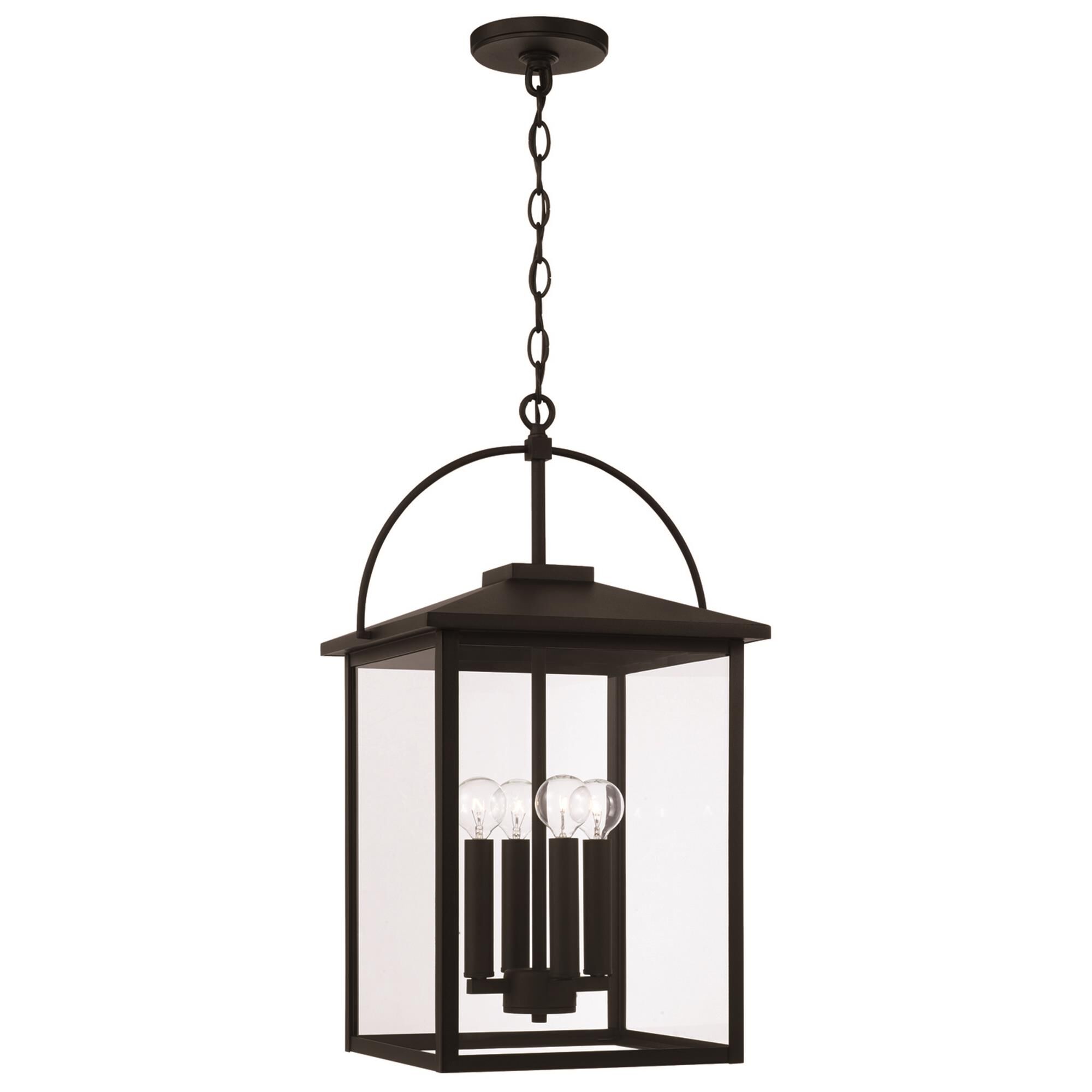 Shown in Black finish and Clear glass