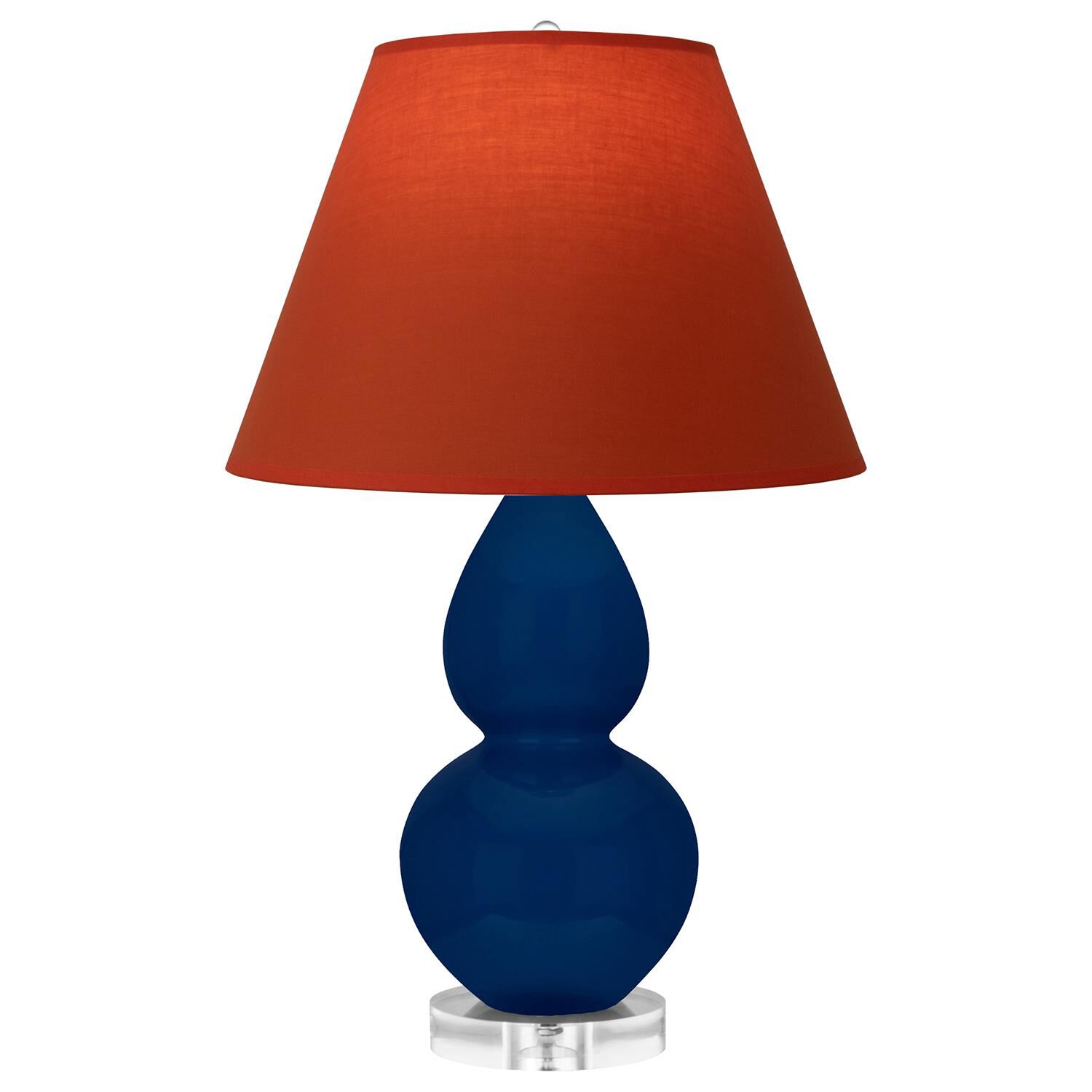 Shown in Cobalt finish and Tangerine and Taupe Lining shade and Lucite accent