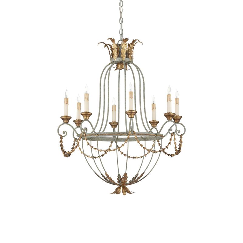 Elegance 29 Inch 8 Light Chandelier by Currey and Company