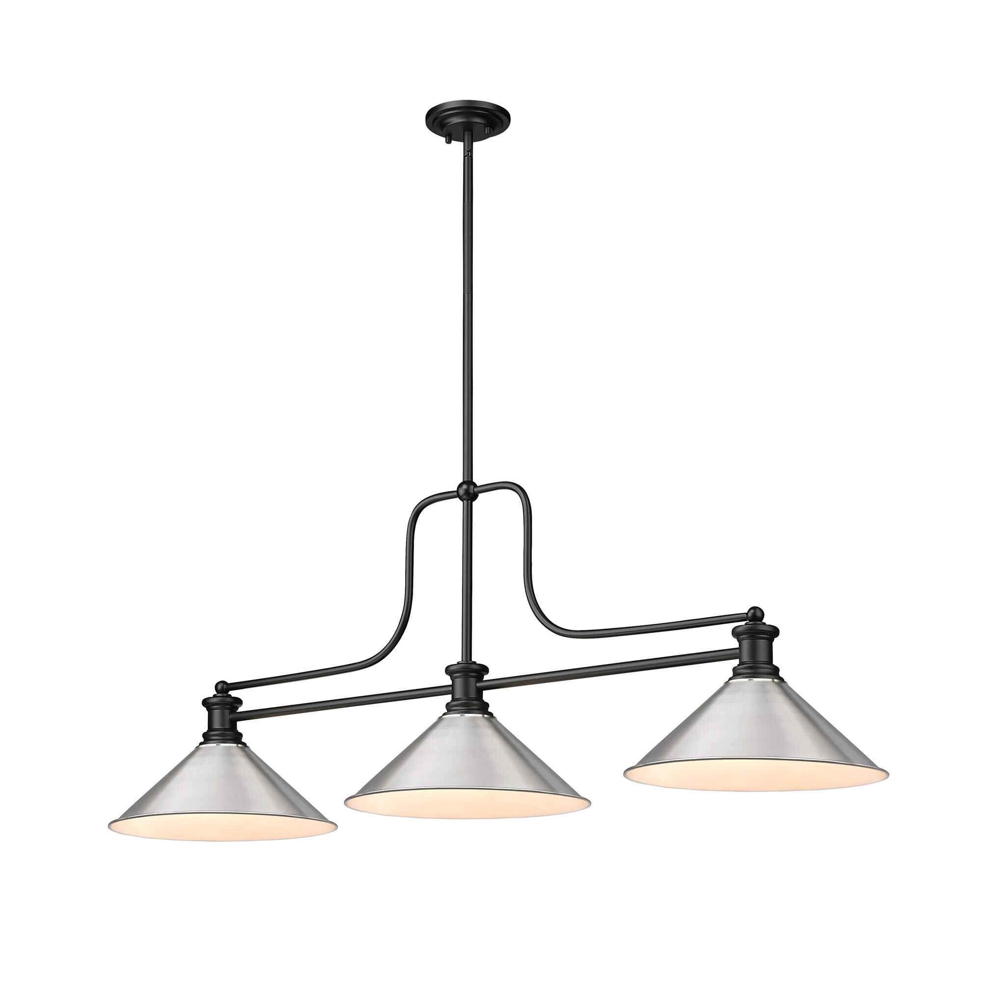 Shown in Matte Black finish and Brushed Nickel shade
