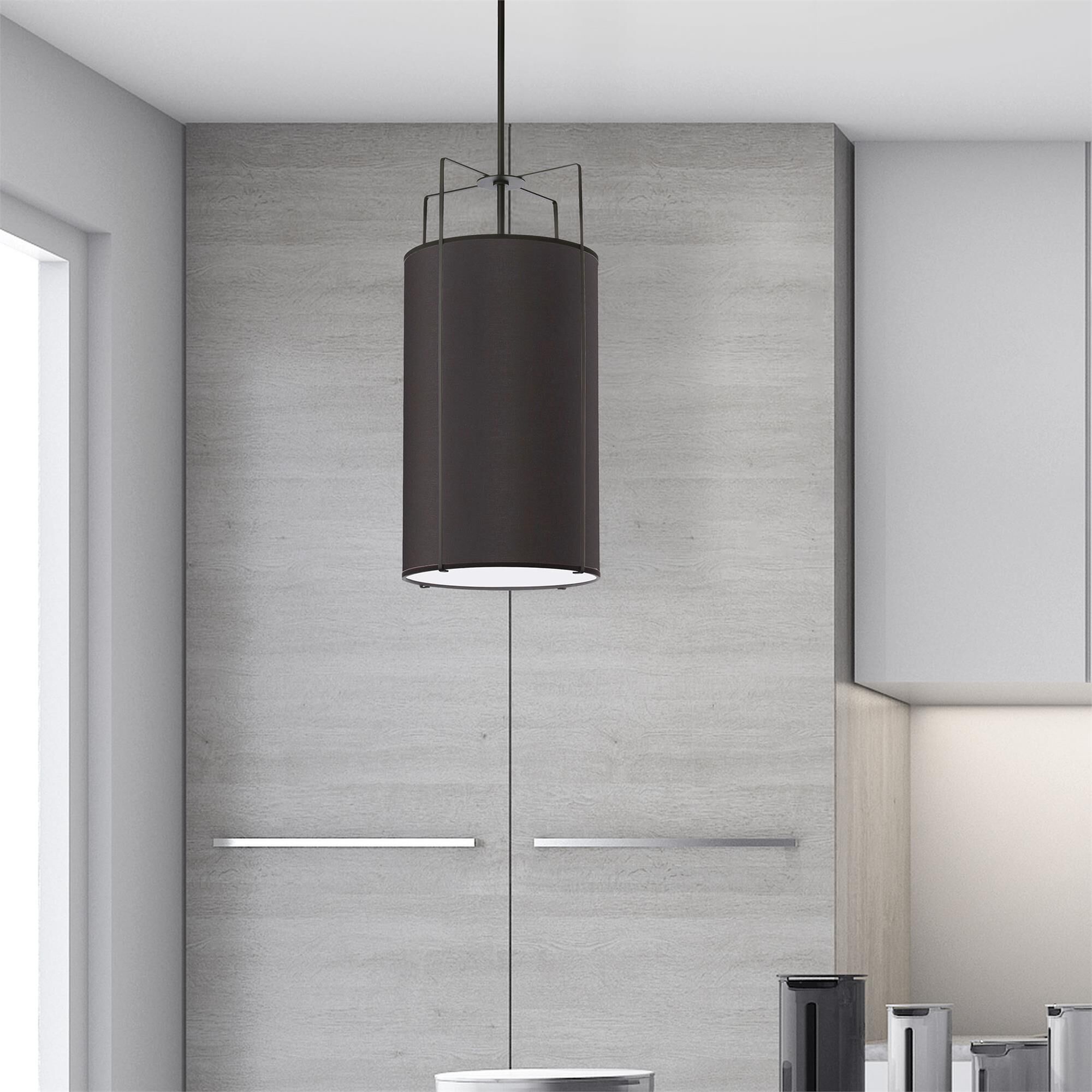 Shown in Black finish and Black Fabric Cylinder shade