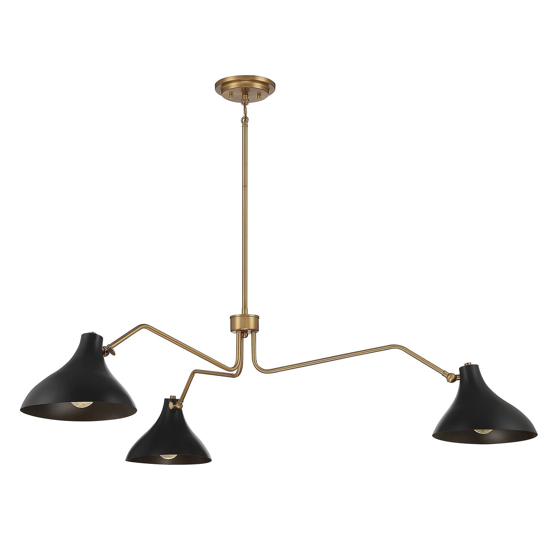 Shown in Matte Black with Natural Brass finish and Matte Black Metal shade