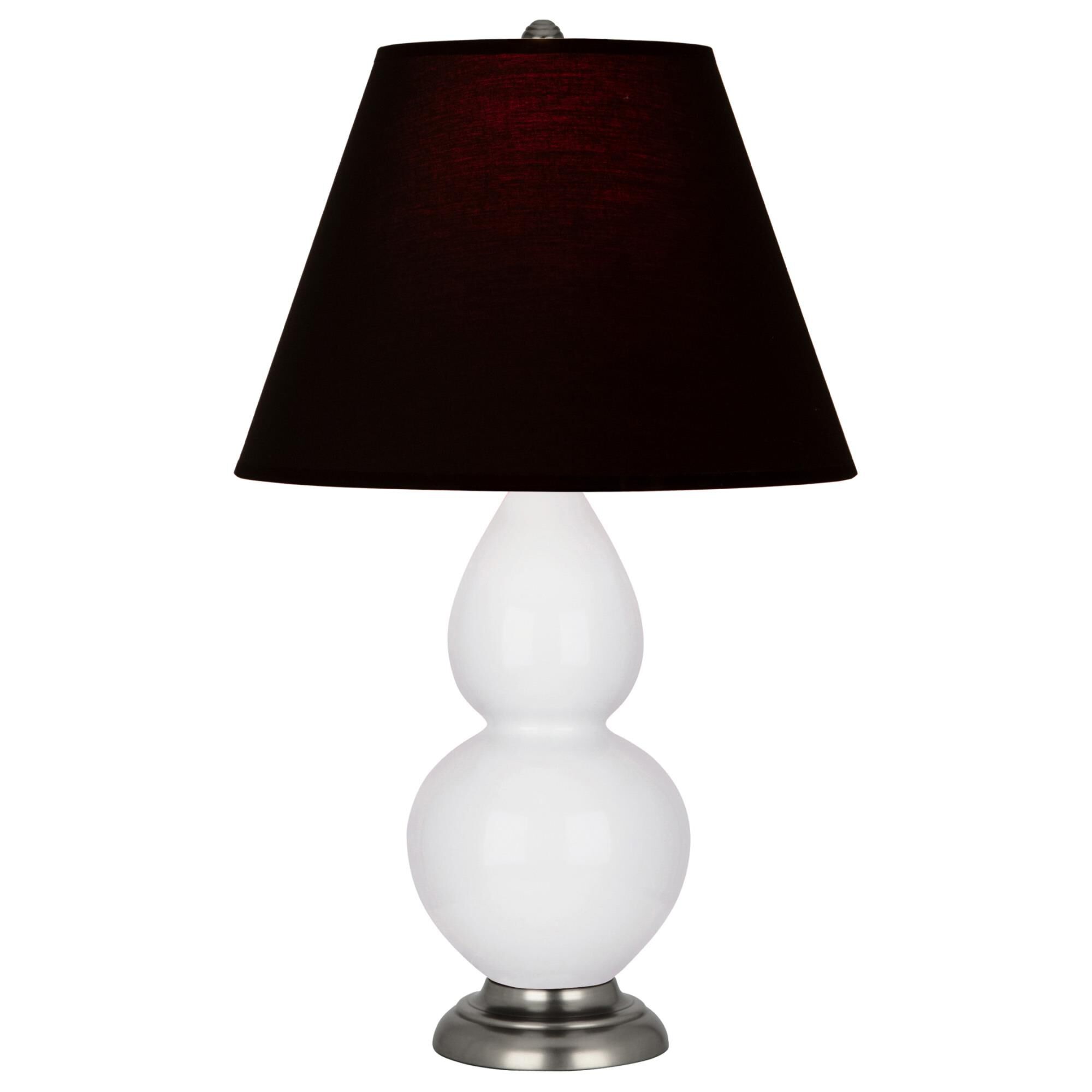 Shown in Daisy finish and Ink Black with Rose Red Lining Fabric shade and Antique Silver accent