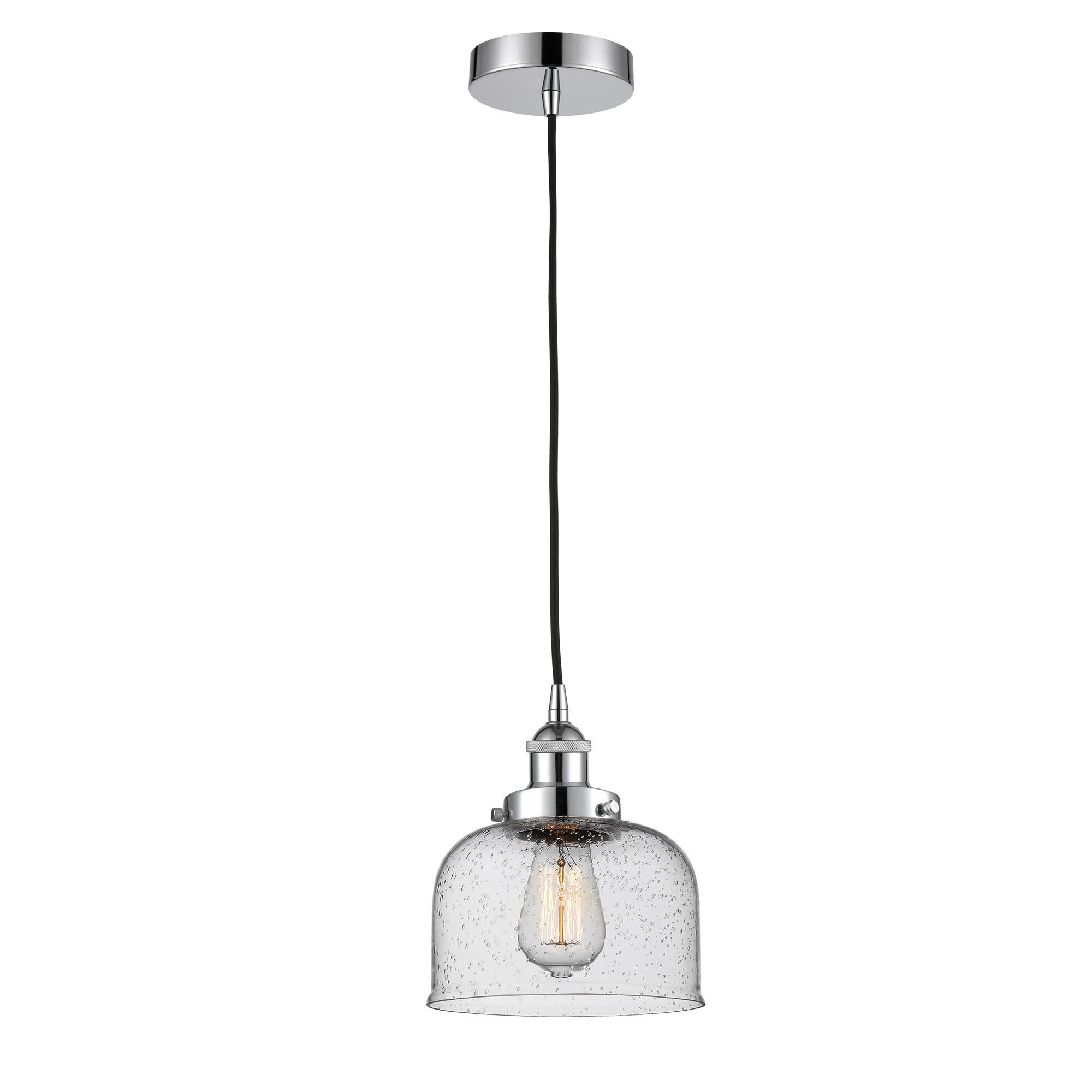 Shown in Polished Chrome finish and Seedy Large Bell glass