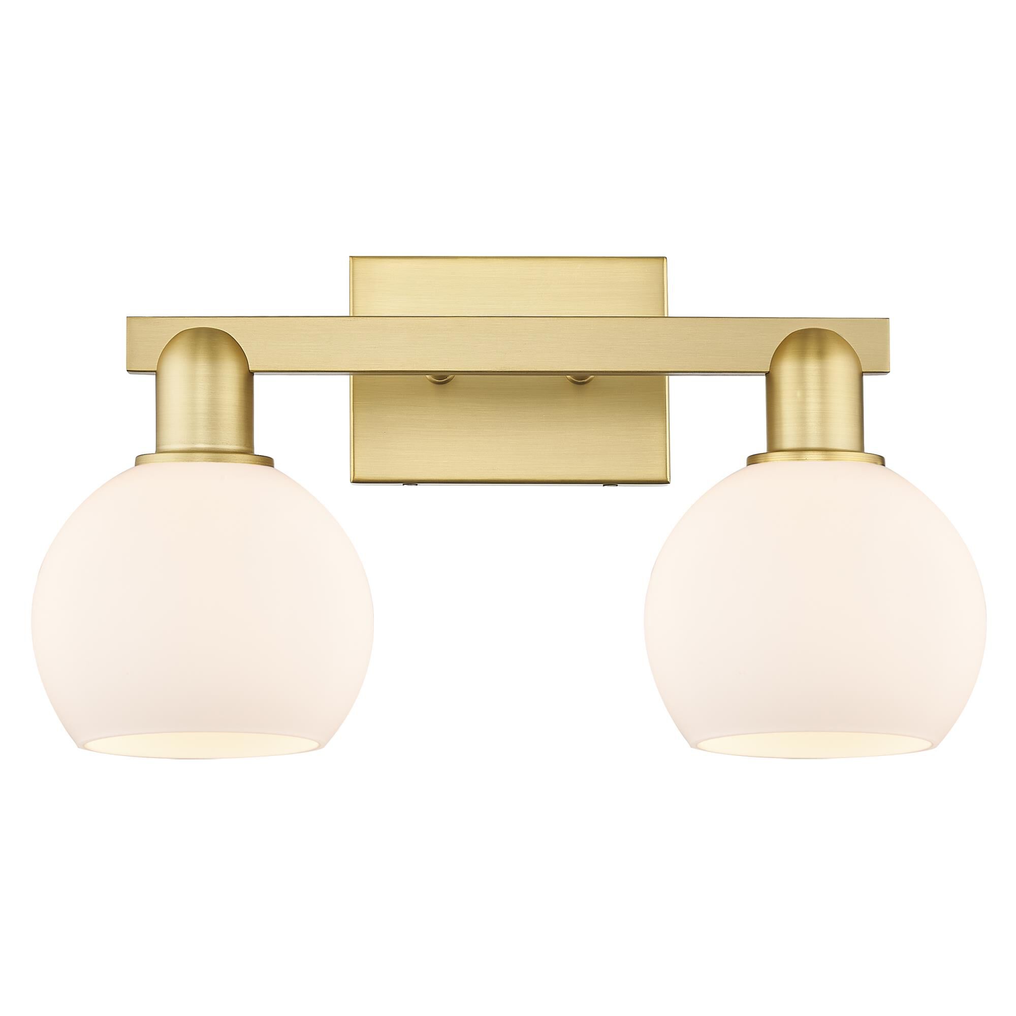 Shown in Satin Gold finish and Matte White glass