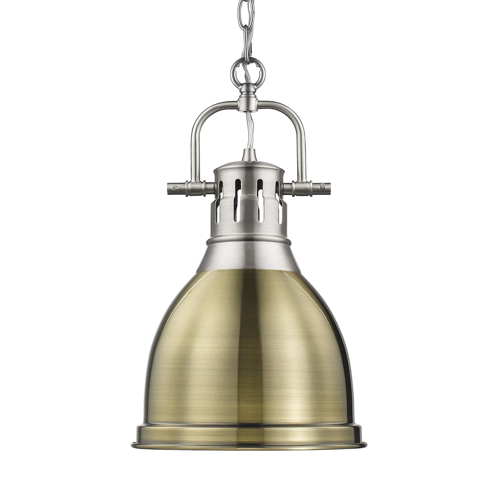 Shown in Pewter finish and Aged Brass shade