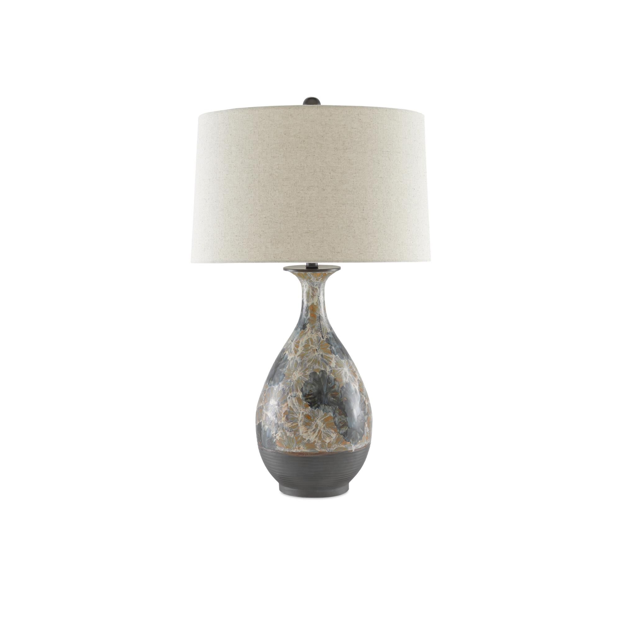Shown in Cream/Blue/Brown finish and Natural Linen shade