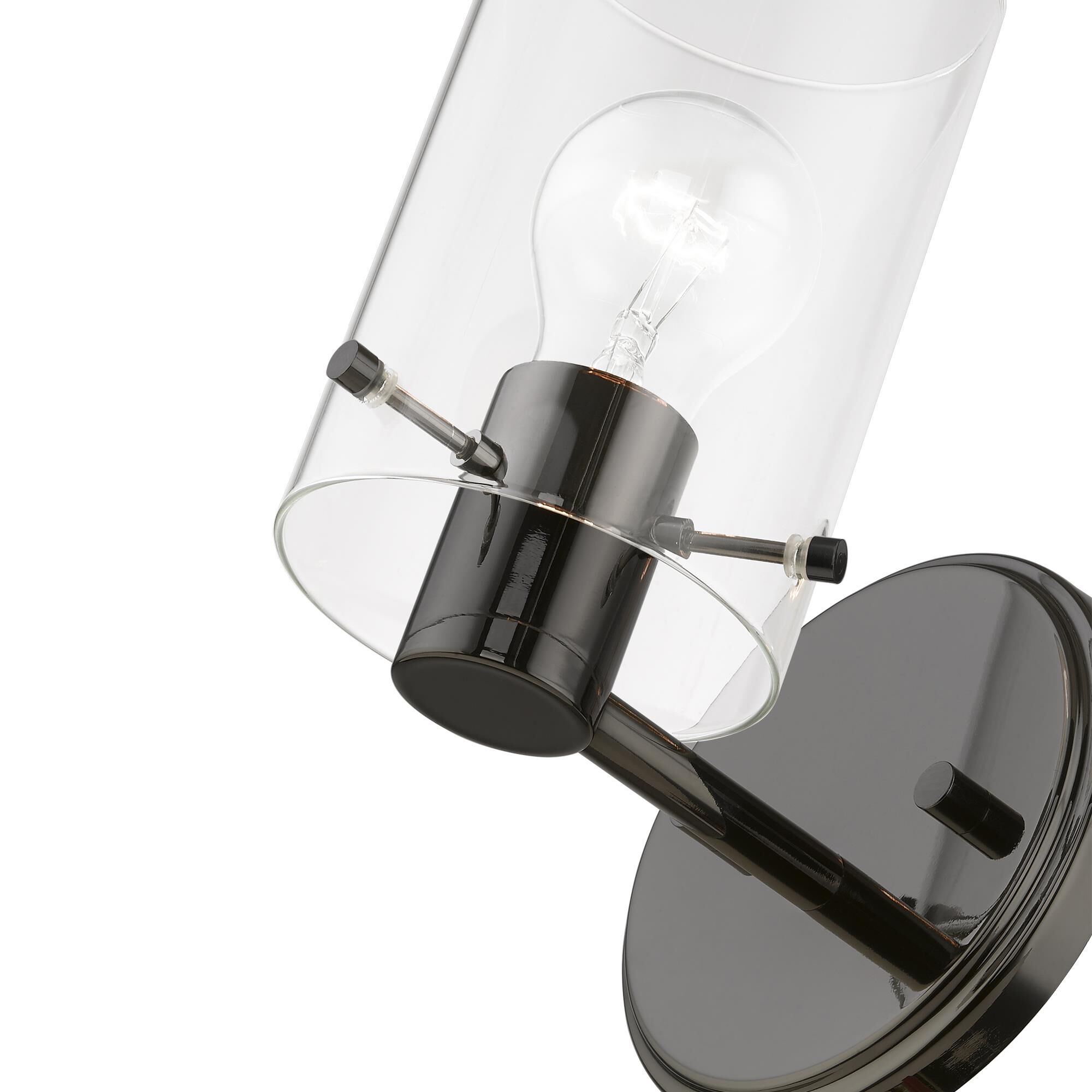 Shown in Black Chrome finish and Clear glass