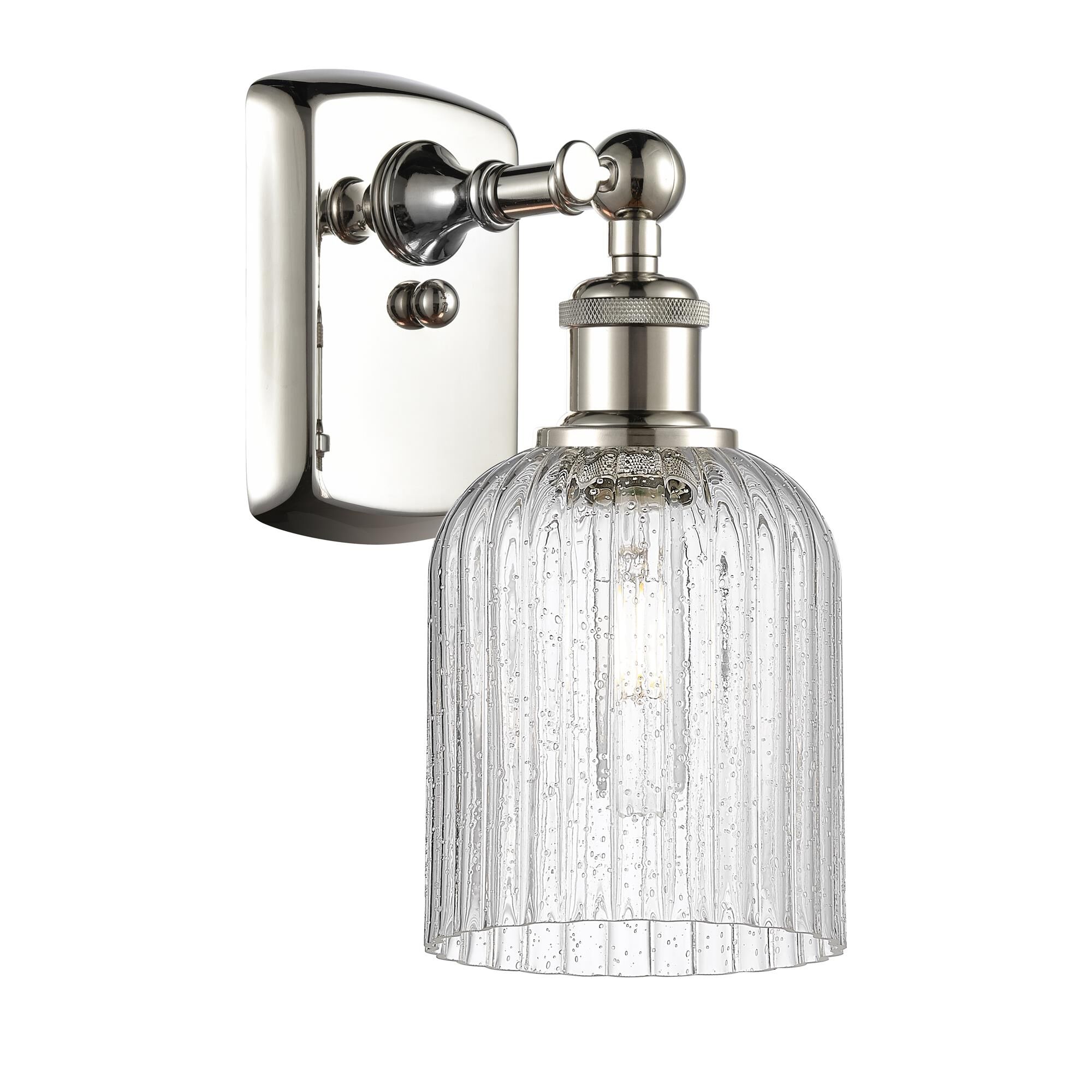 Shown in Polished Nickel finish and Seedy shade
