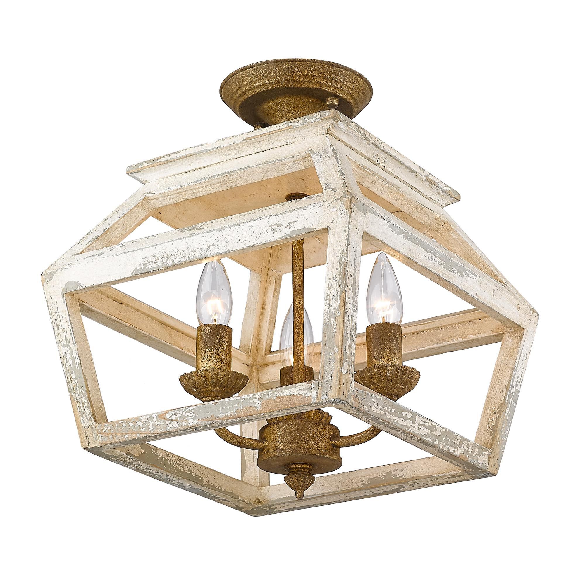 Haiden 12 Inch 3 Light Semi Flush Mount by Golden Lighting