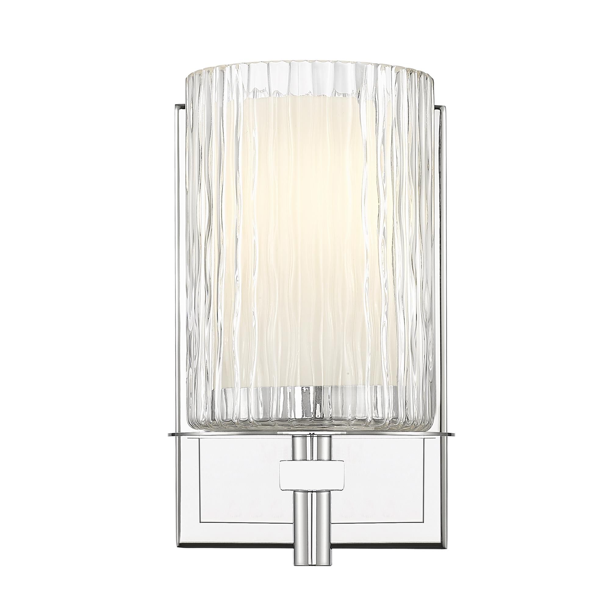 Shown in Chrome finish and Clear + Etched Opal glass and Clear + Etched Opal shade