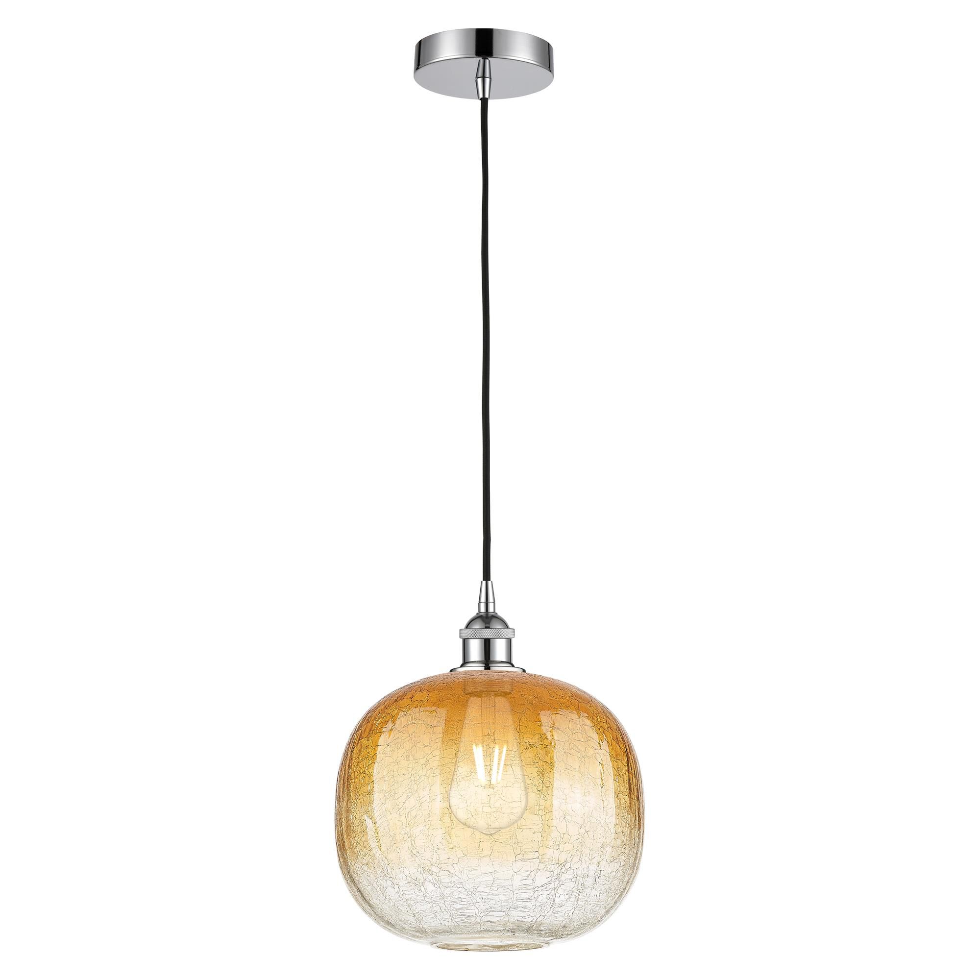 Shown in Polished Chrome finish and Amber glass