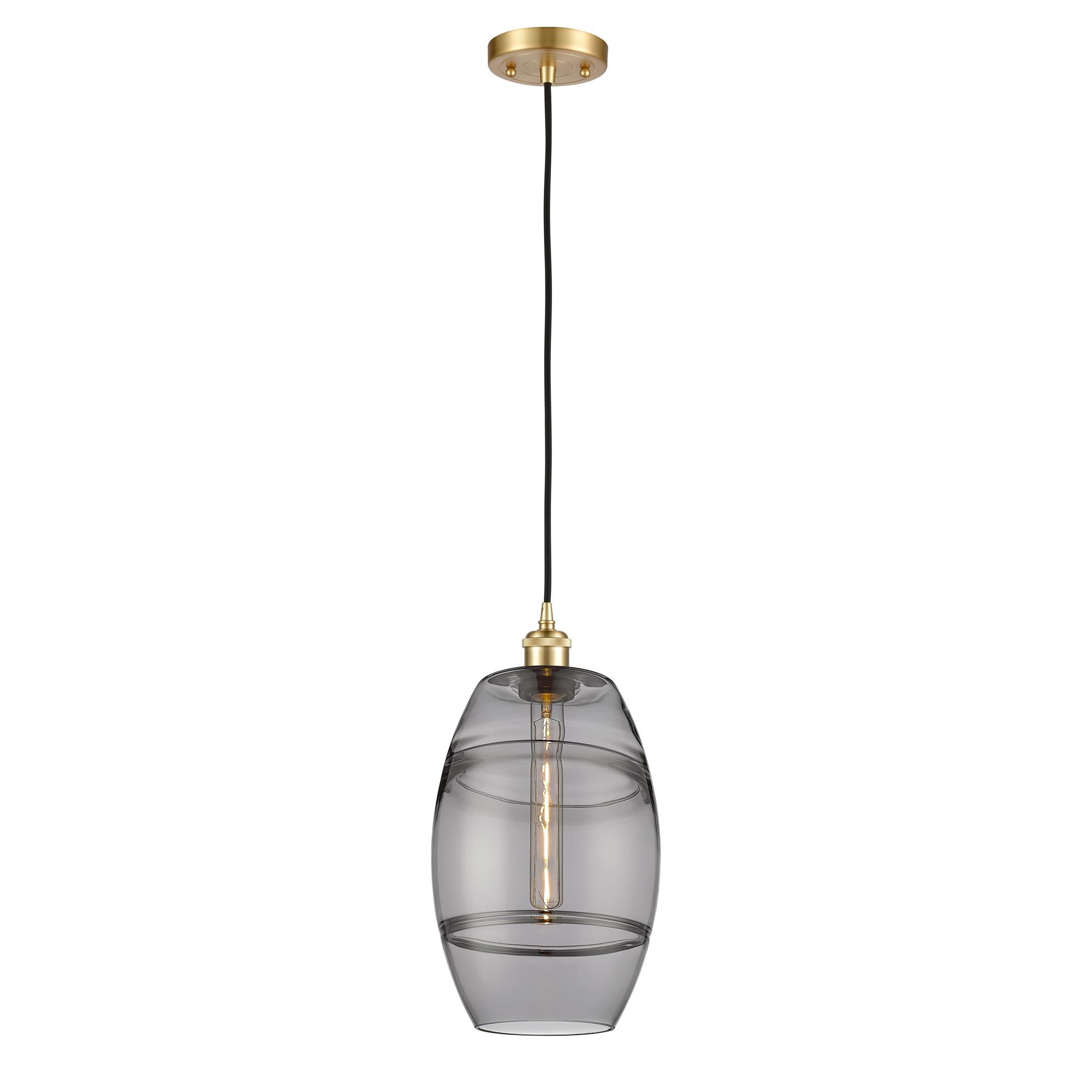 Shown in Satin Gold finish and Light Smoke glass