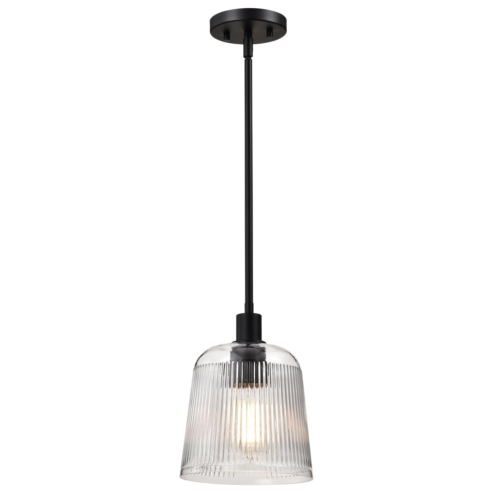 Shown in Matte Black finish and Clear Ribbed glass