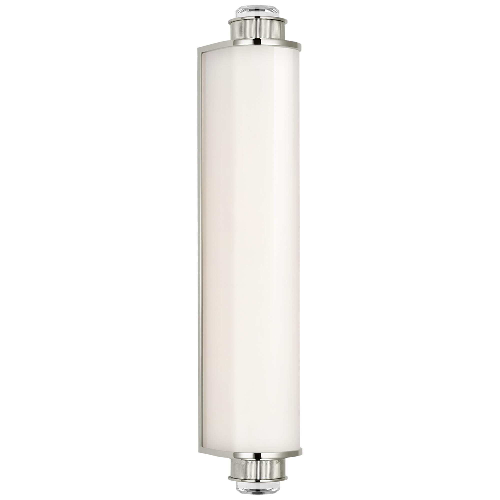 Shown in Polished Nickel finish and White glass