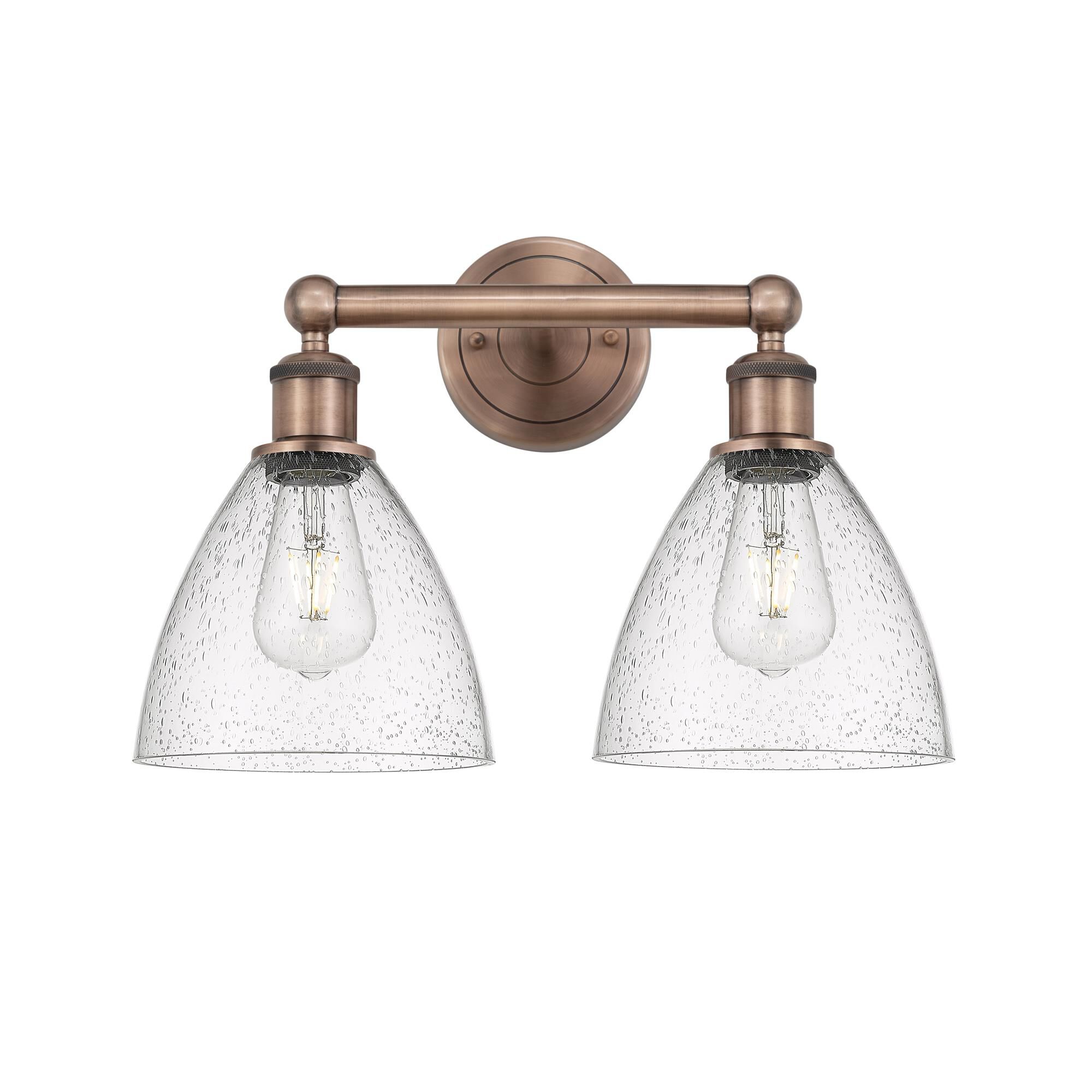 Shown in Antique Copper finish and Seedy glass