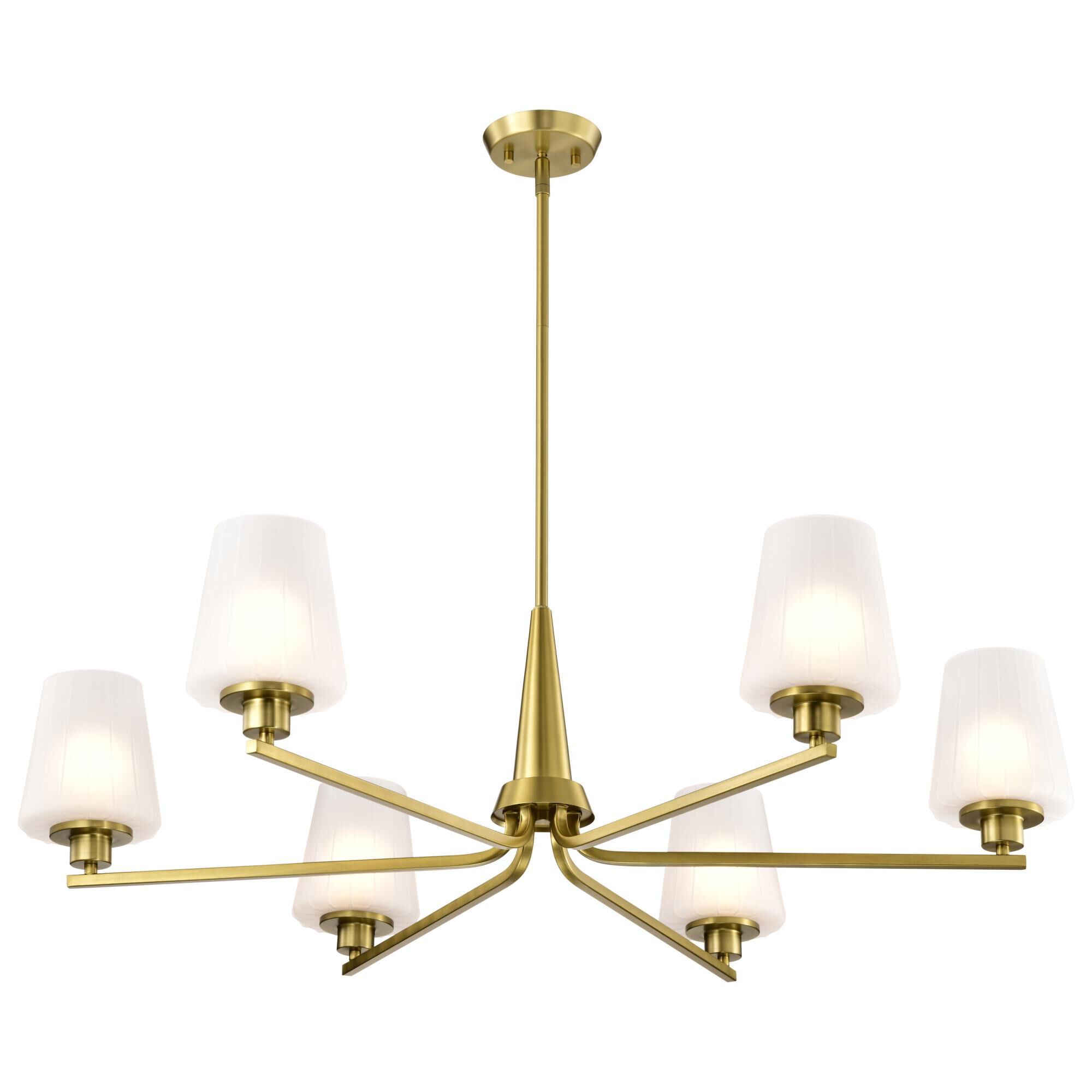 Shown in Vintage Brass finish and Etched White glass