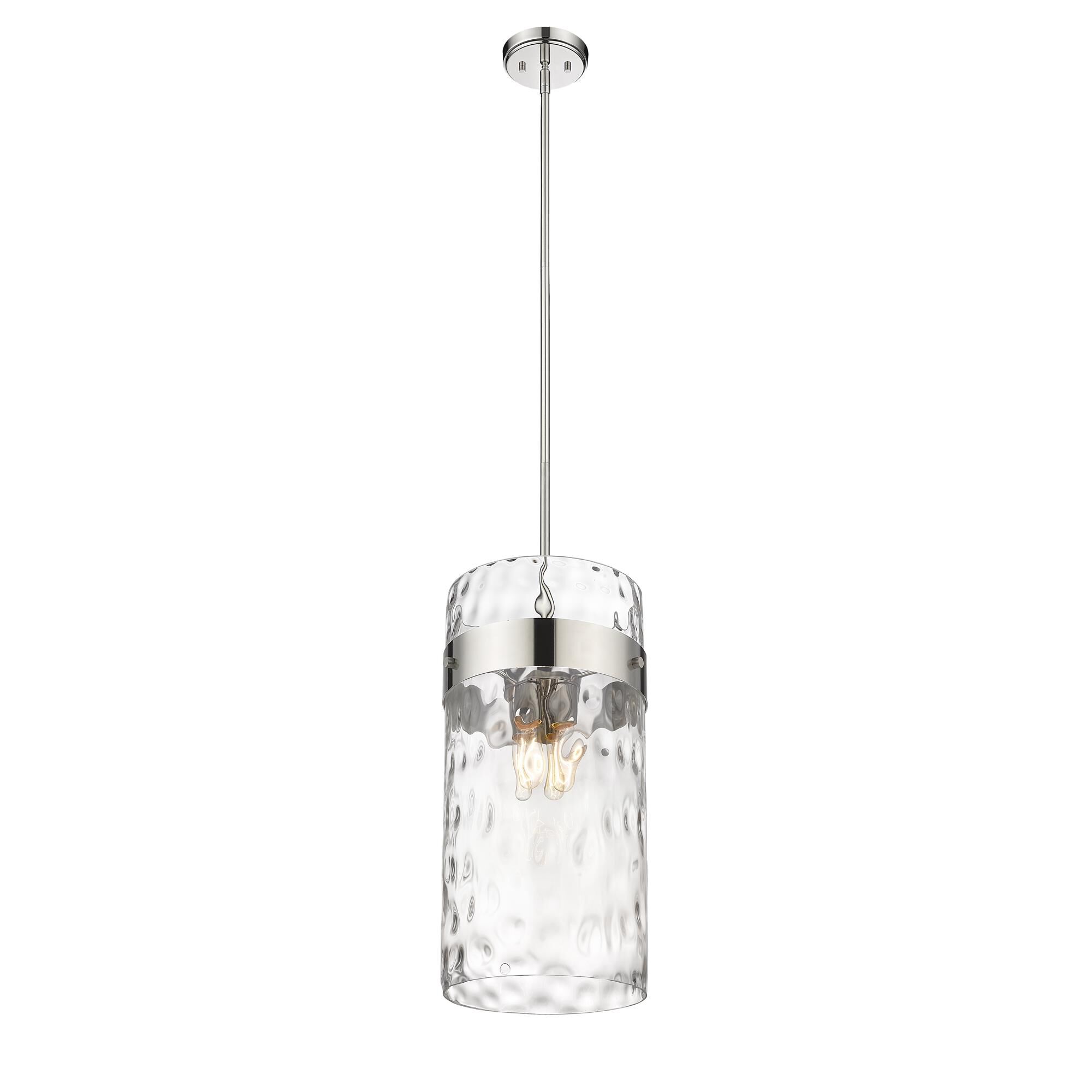 Shown in Polished Nickel finish and Glass shade