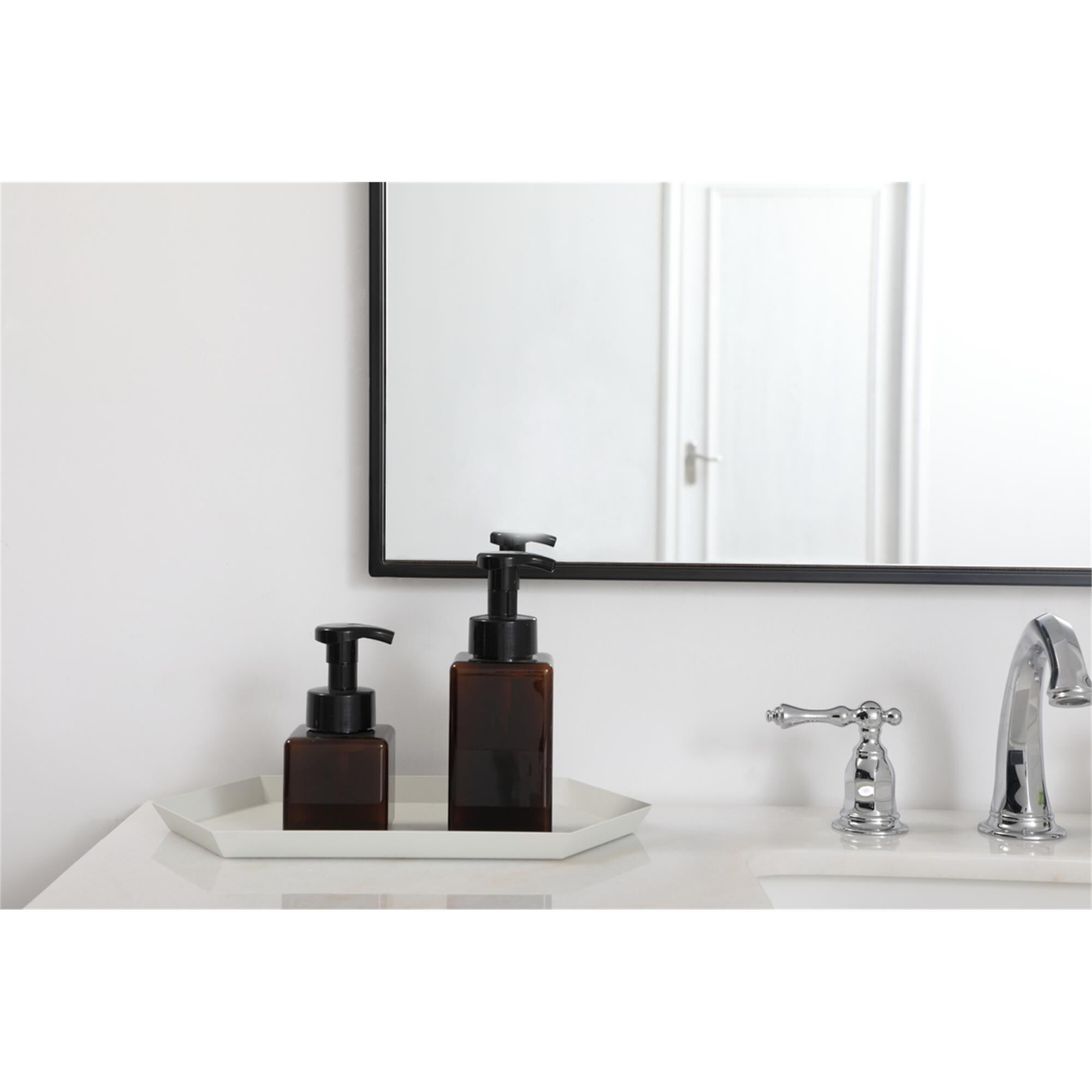 Shown in Silver finish and Clear Mirror Beveled glass