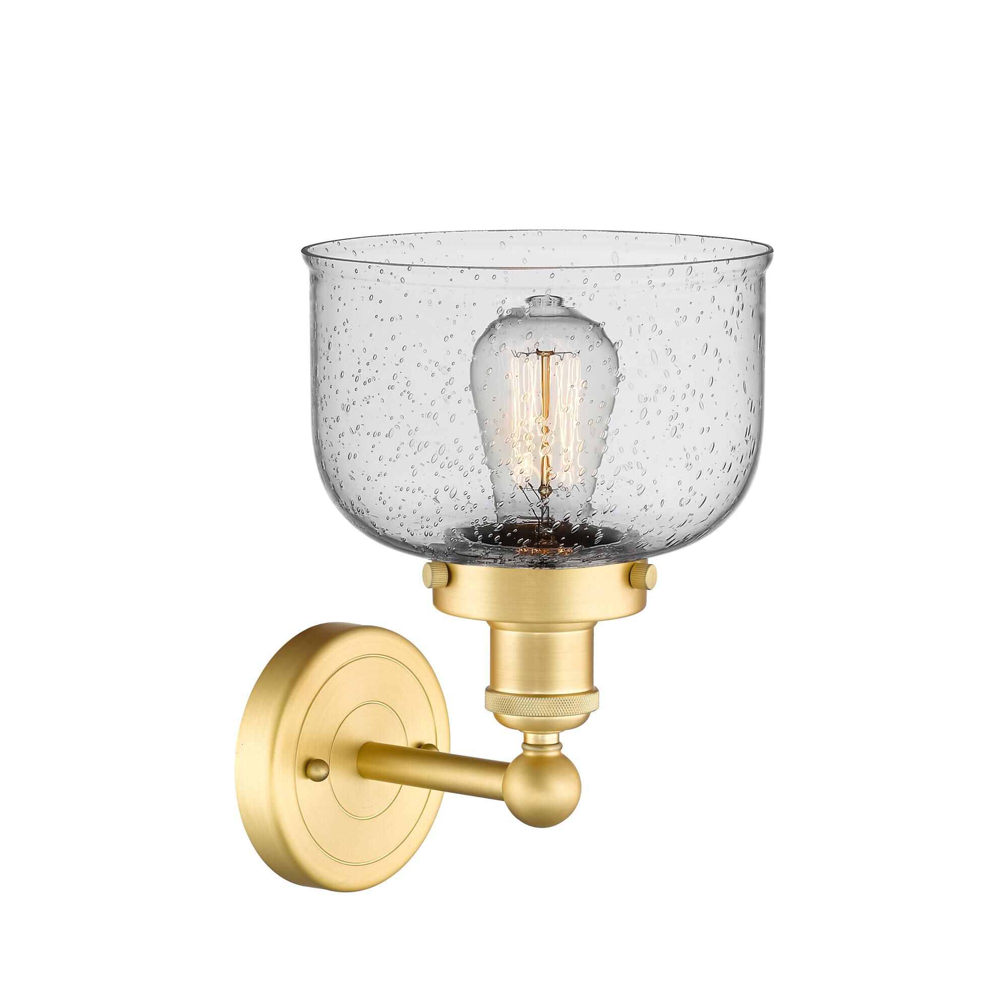 Shown in Satin Gold finish and Seedy glass