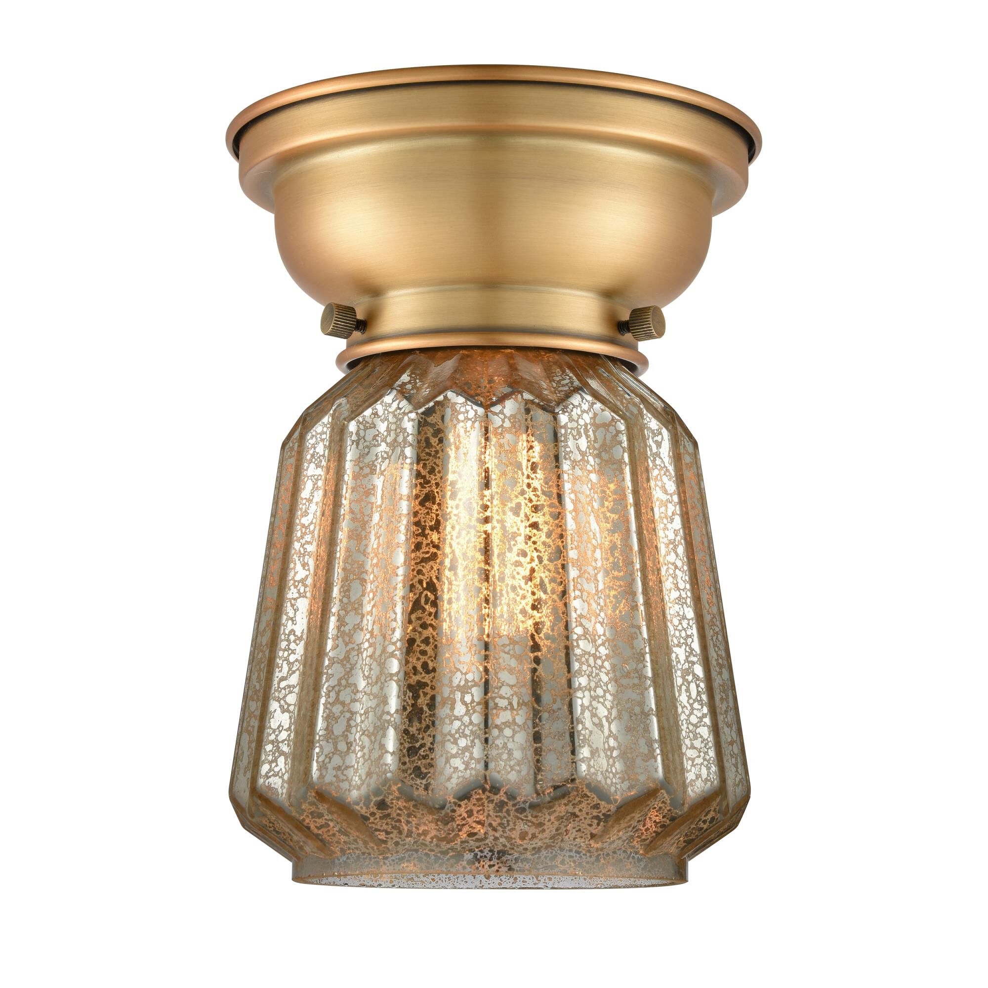 Shown in Brushed Brass finish and Mercury Plated Chatham glass