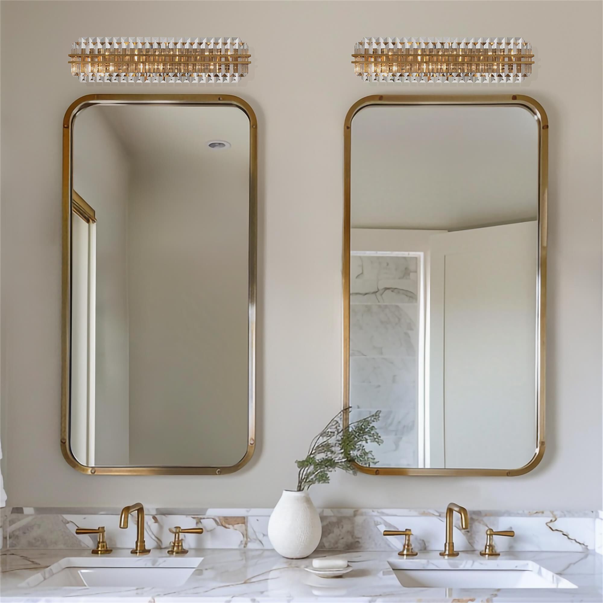 Shown in Aged Brass finish and Faceted glass