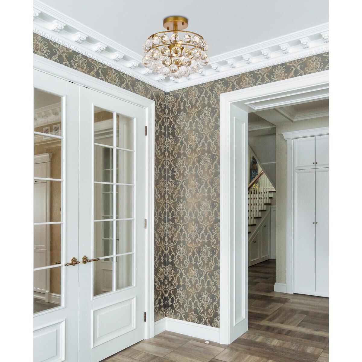 Shown in Brass finish and Royal Cut Clear crystal