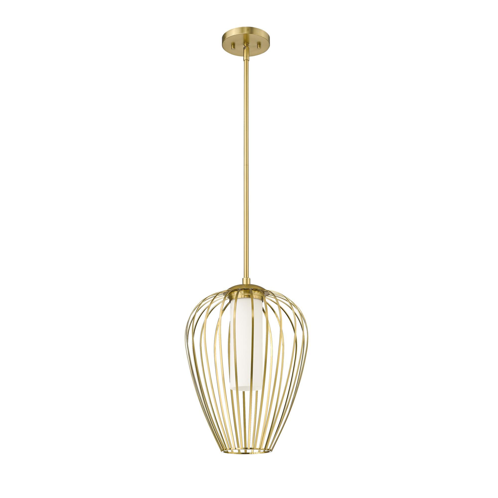 Shown in Modern Gold finish and White Opal glass