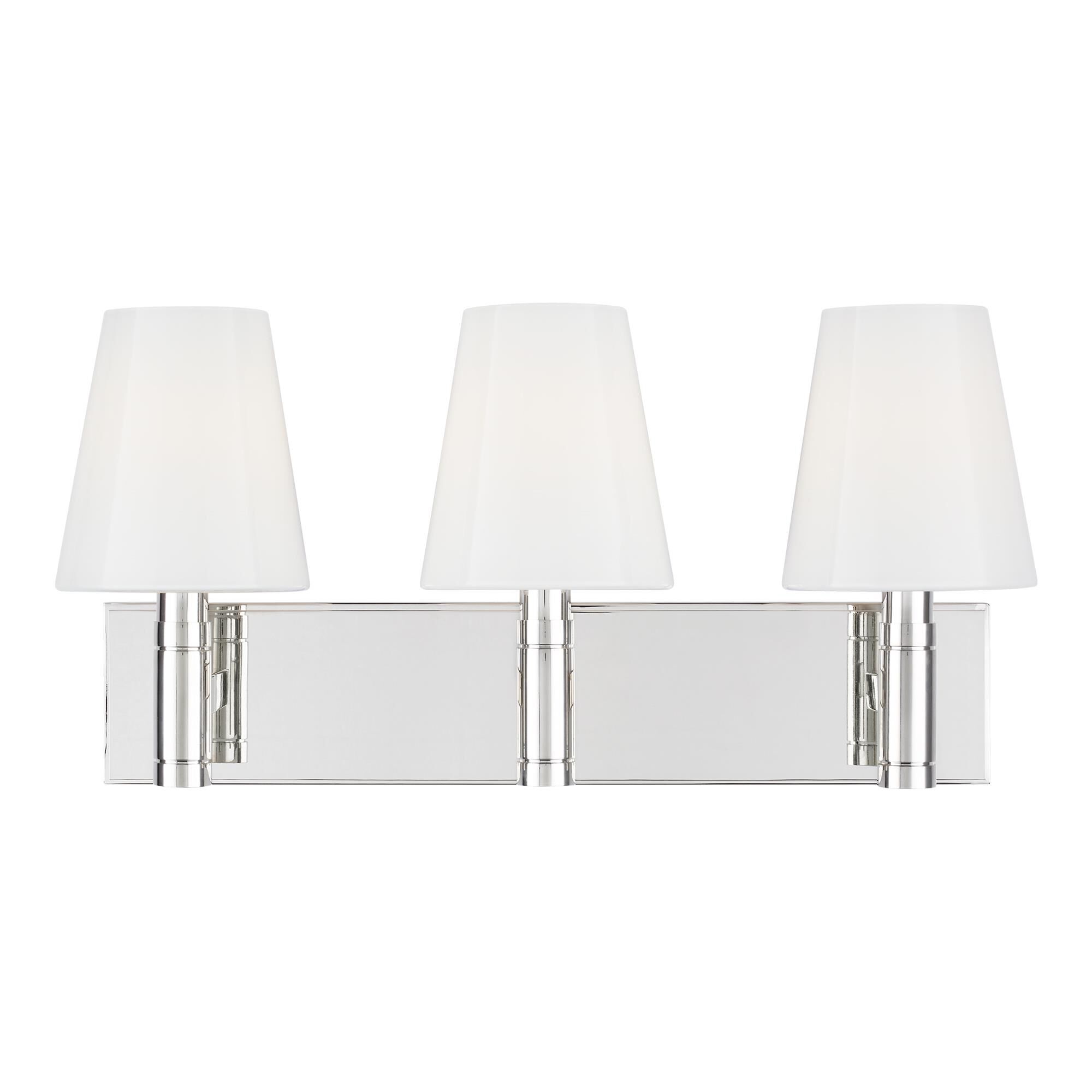 Shown in Polished Nickel finish and Milk White glass