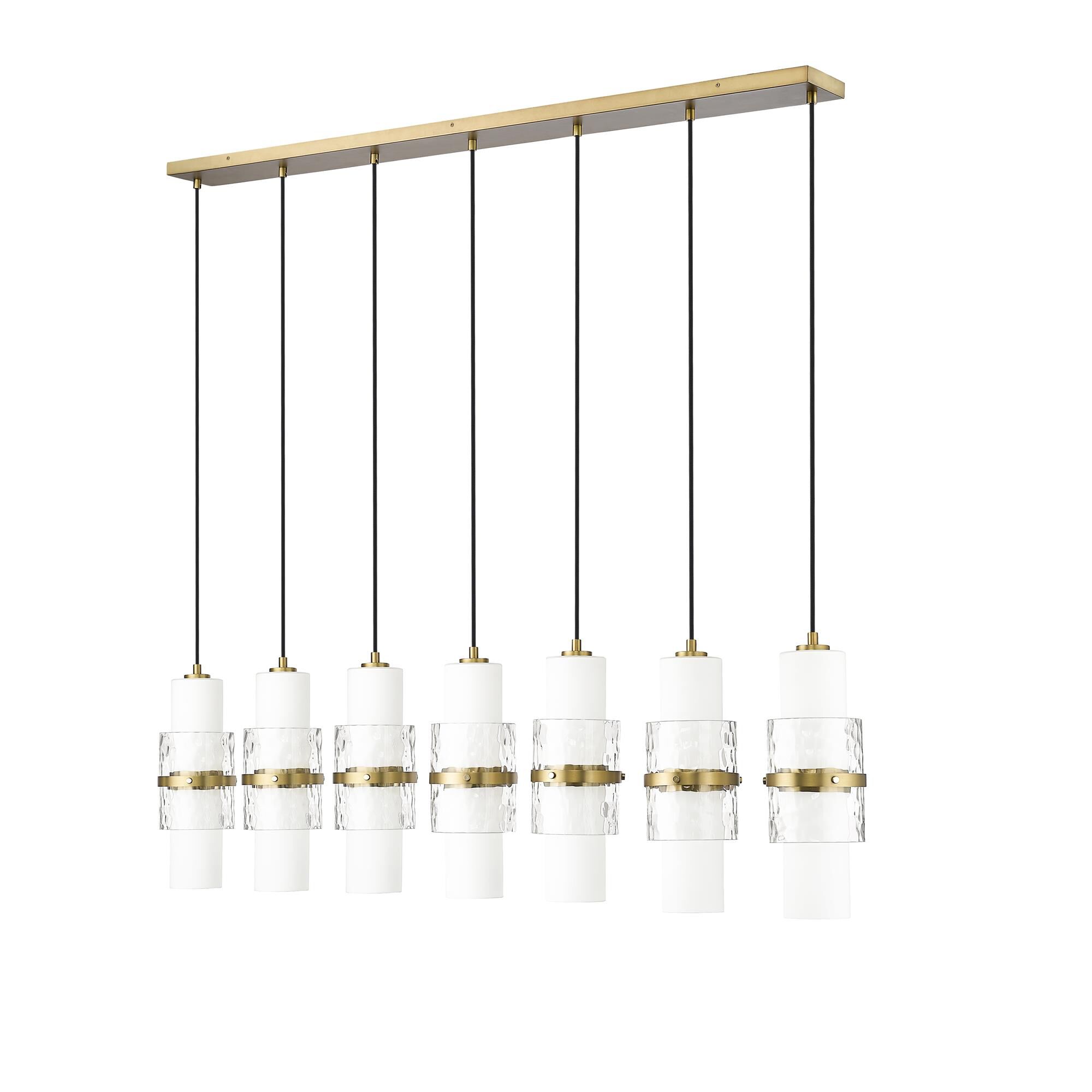Shown in Modern Gold finish and Clear and Etched Opal glass