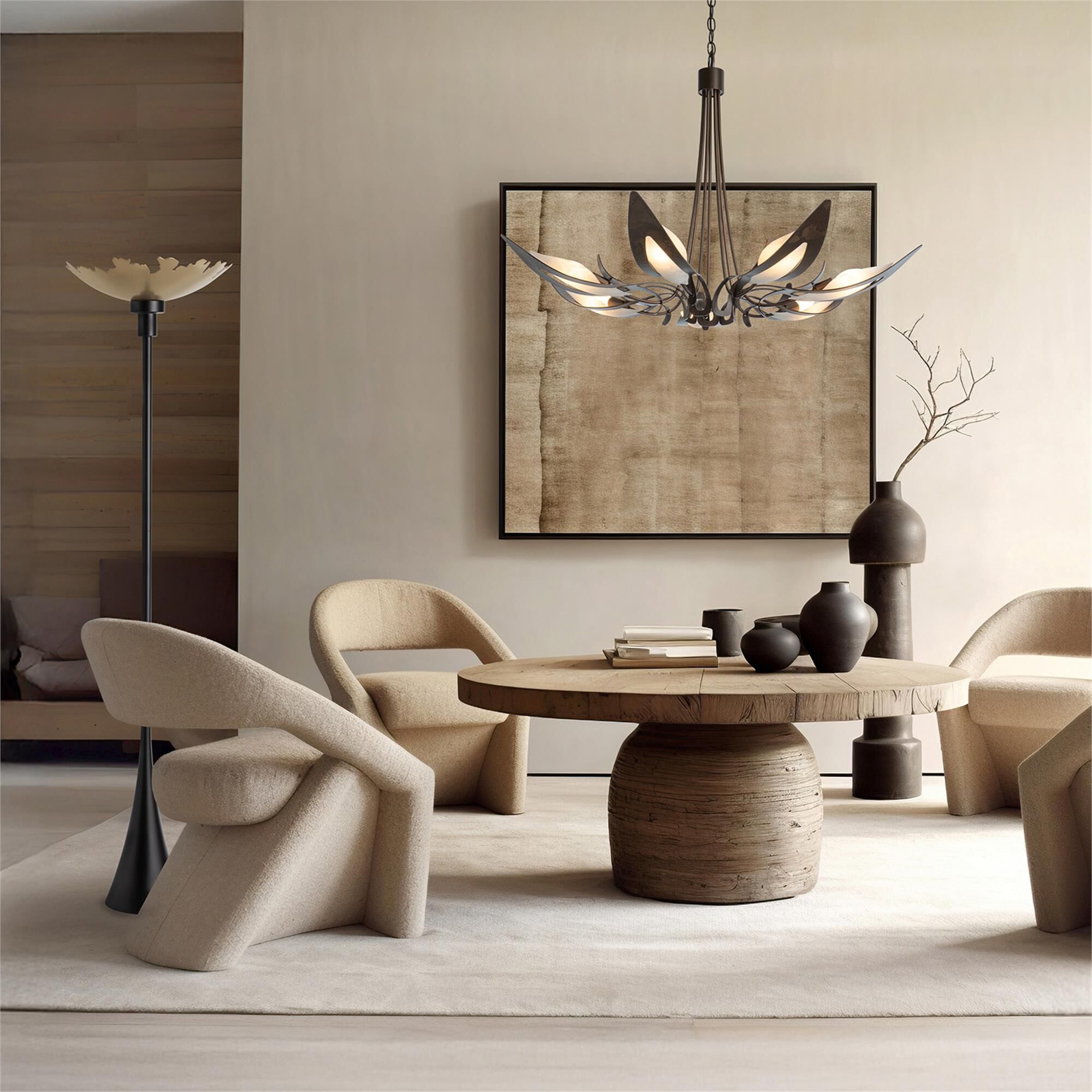 Shown in Dark Smoke finish and Soft Gold shade