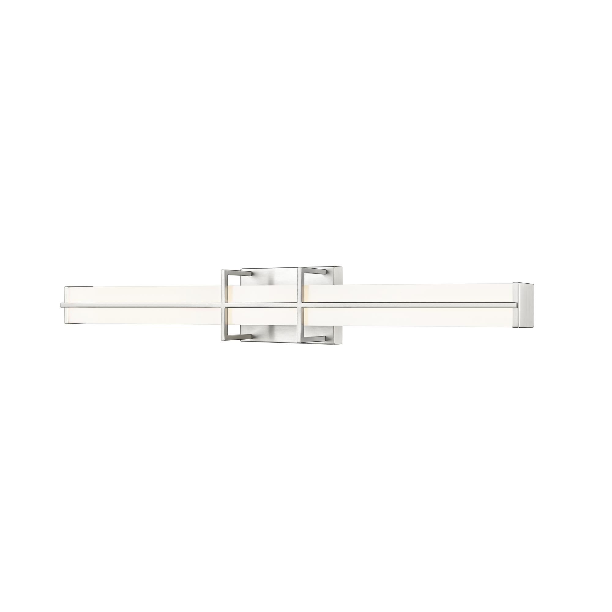 Shown in Brushed Nickel finish and Frosted glass and Frosted shade