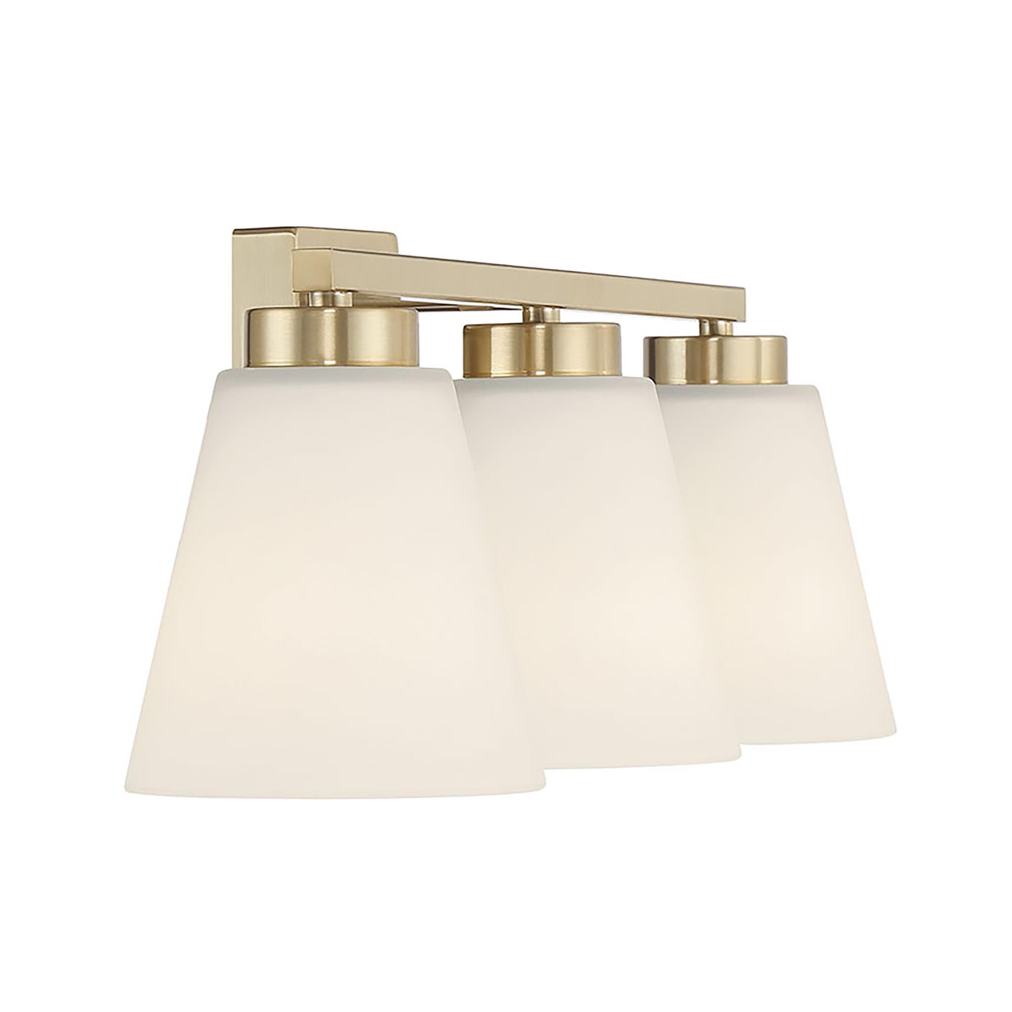 Shown in Modern Gold finish and White Frosted glass