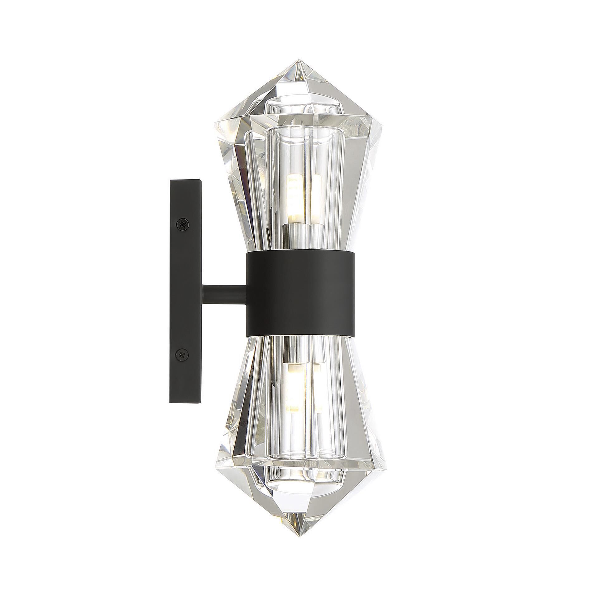 Shown in Matte Black finish and Clear crystal and Crystal shade