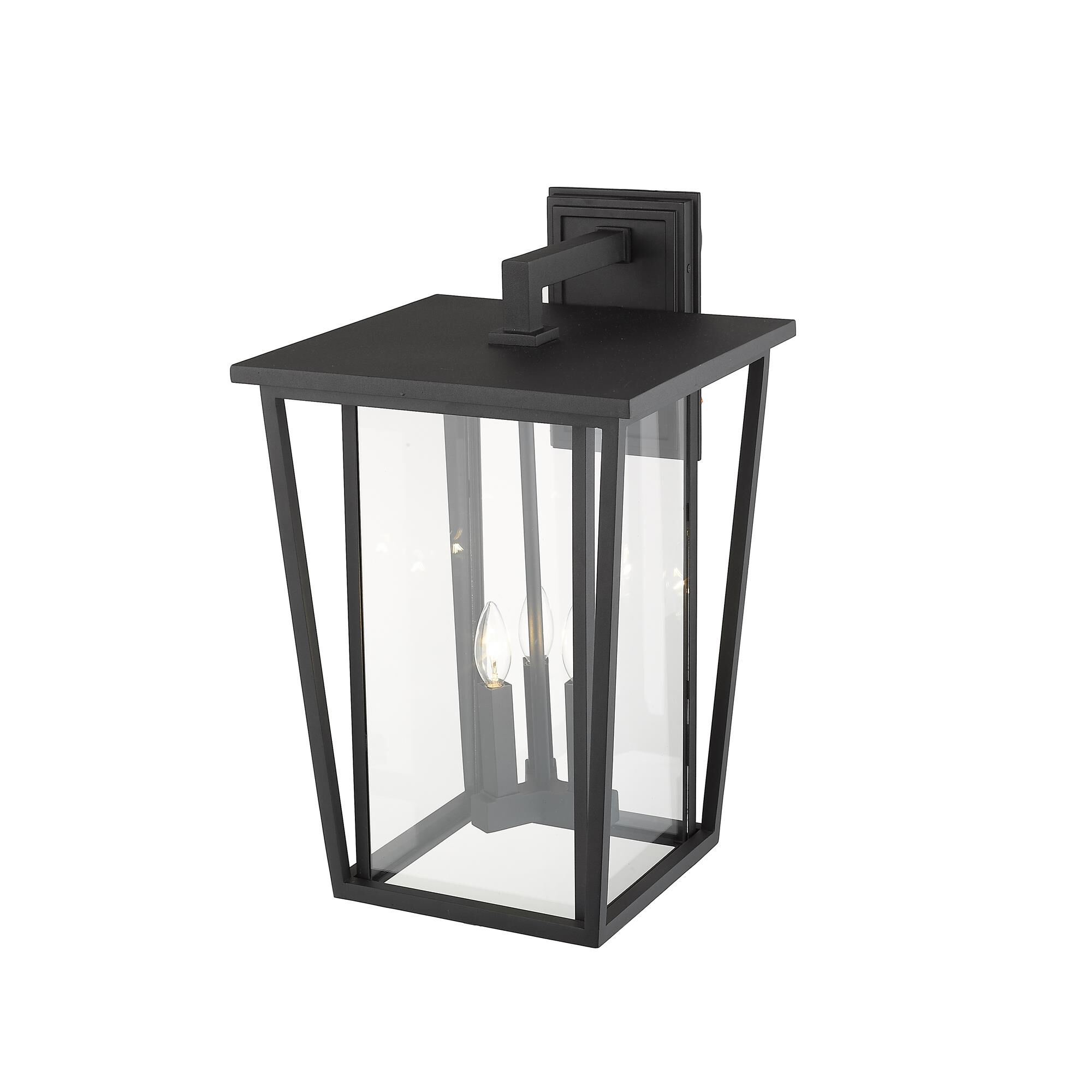 Shown in Black finish and Glass shade