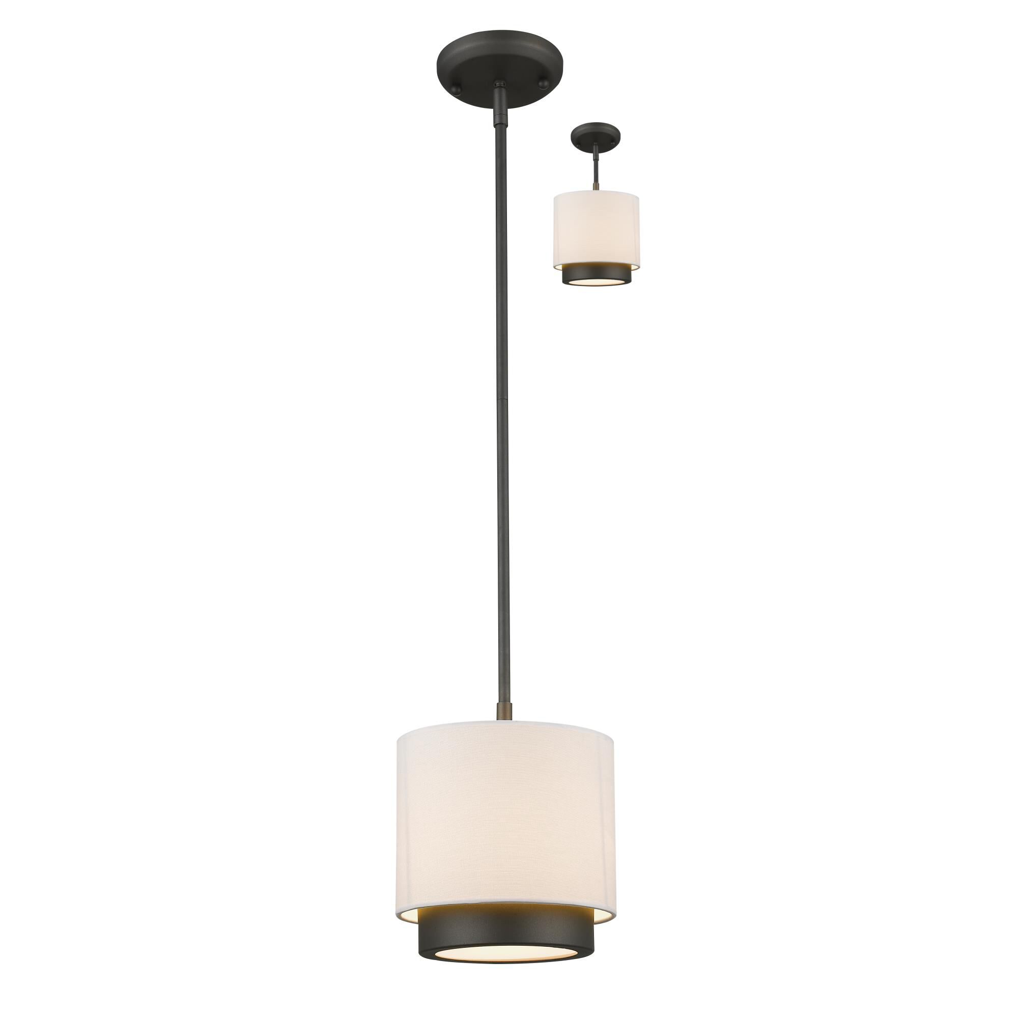 Shown in Factory Bronze finish and Fabric glass and Fabric shade