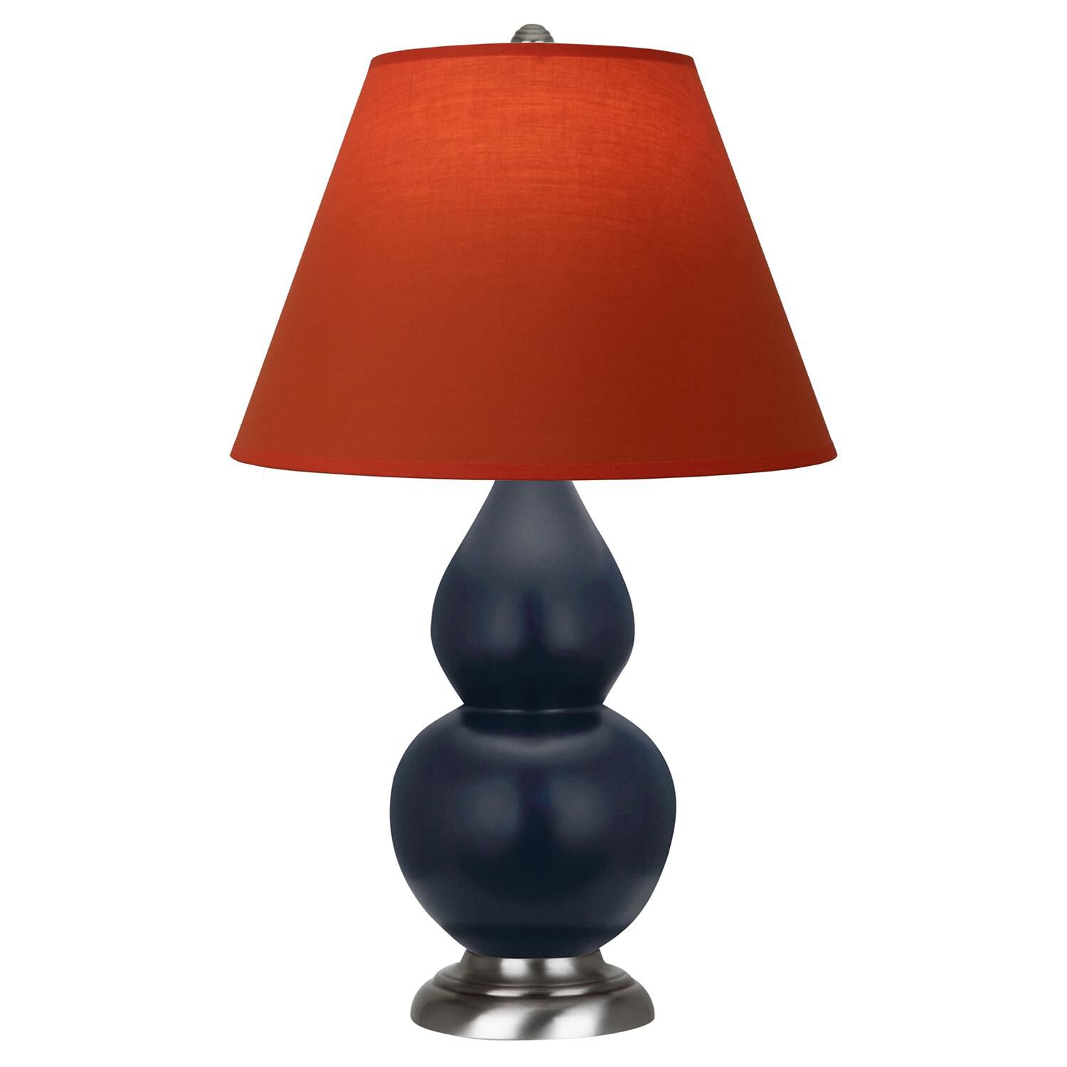 Shown in Matte Midnight Blue finish and Tangerine and Taupe Lining shade and Antique Silver accent