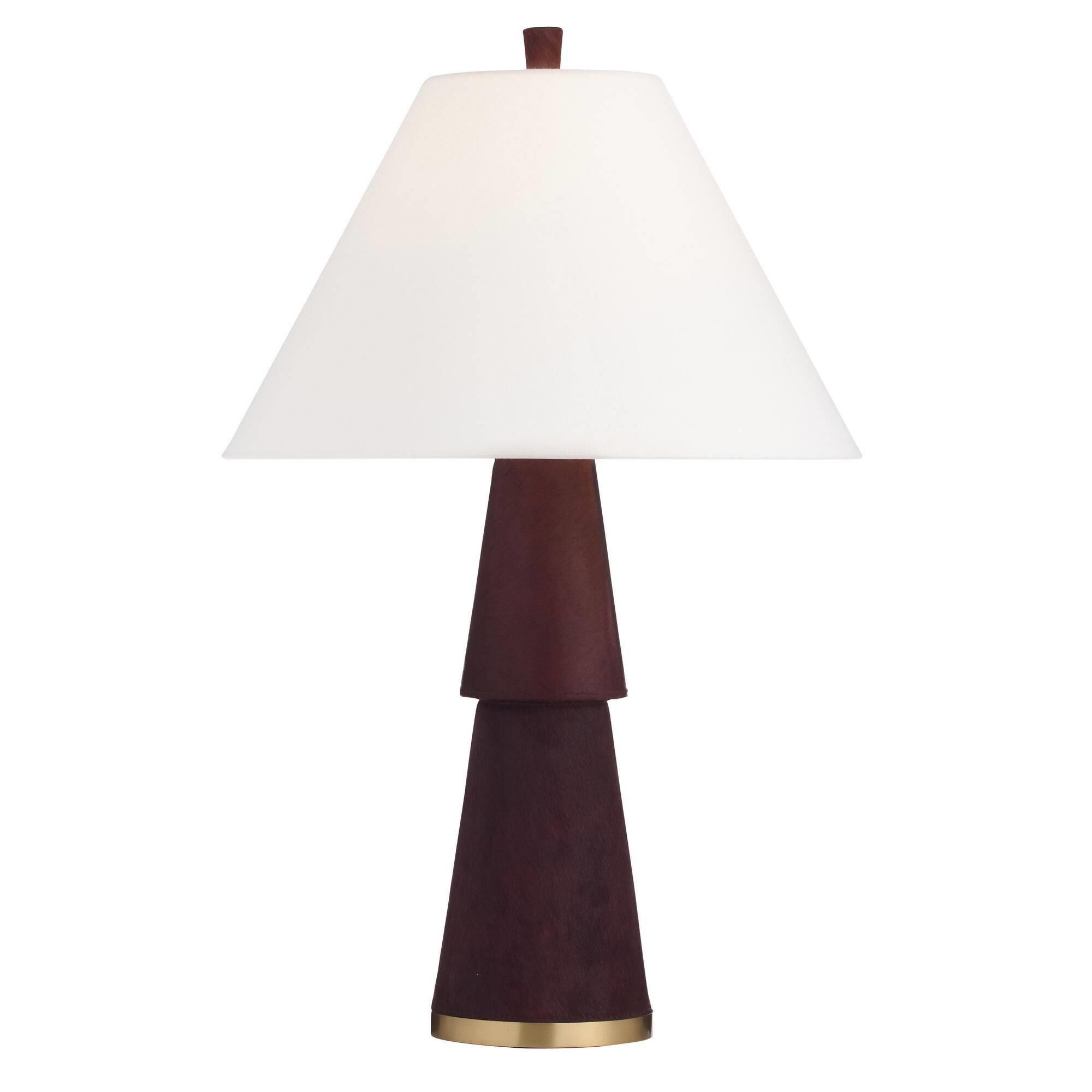 Shown in Burgundy and Antique Brass finish and Off-White shade