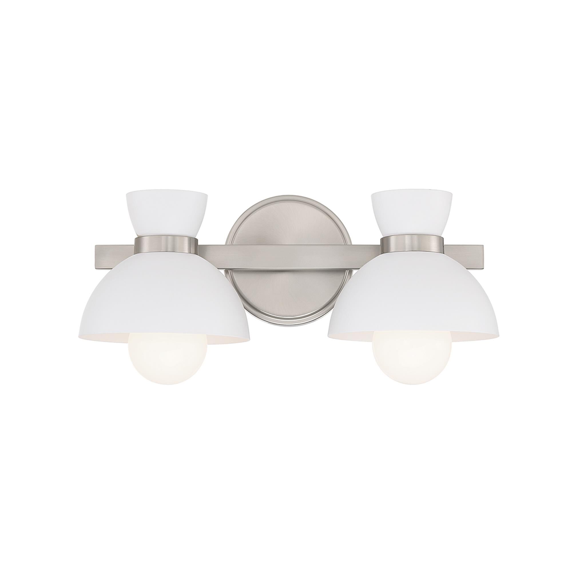 Shown in Brushed Nickel finish and White Metal shade