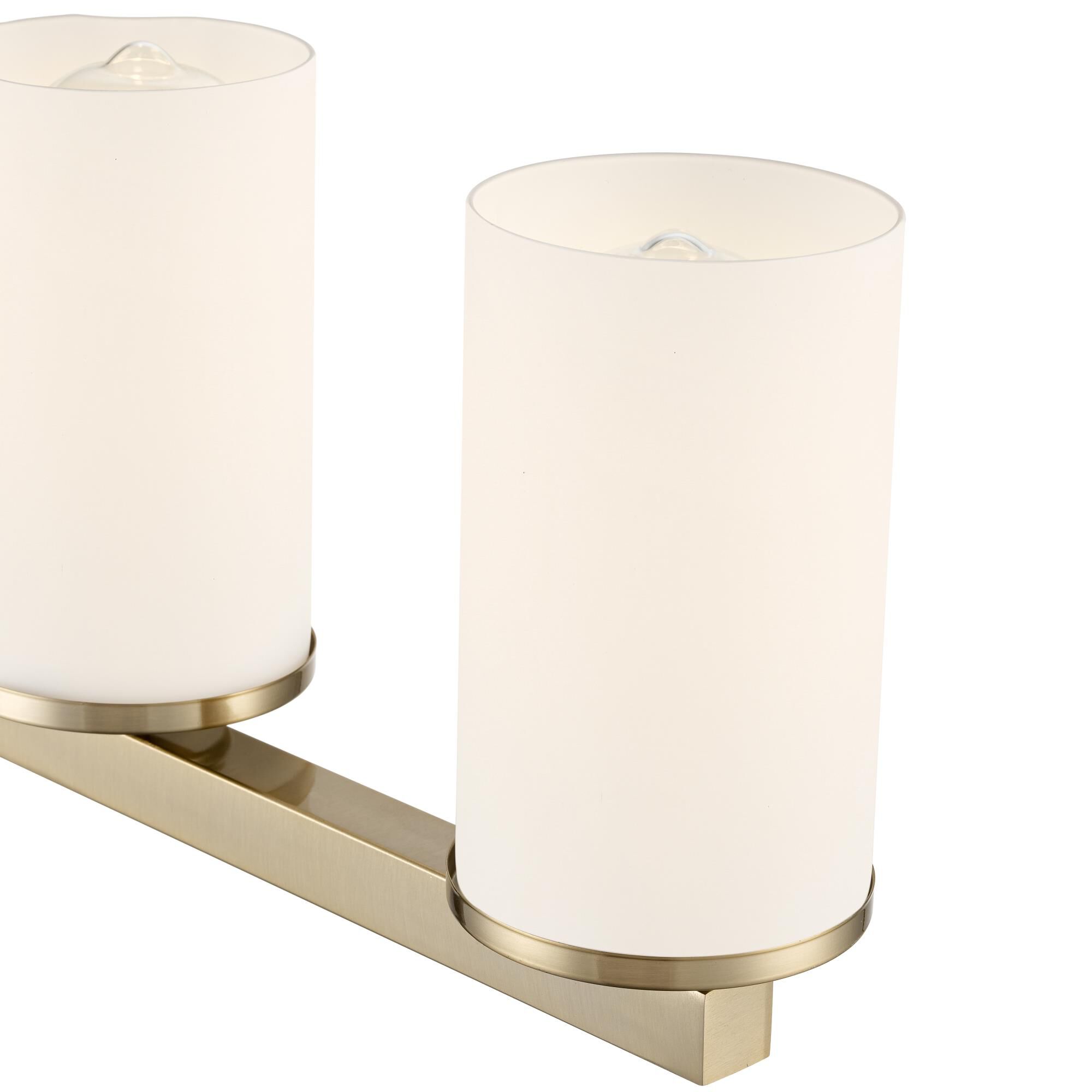 Shown in Modern Gold finish and Etched White glass