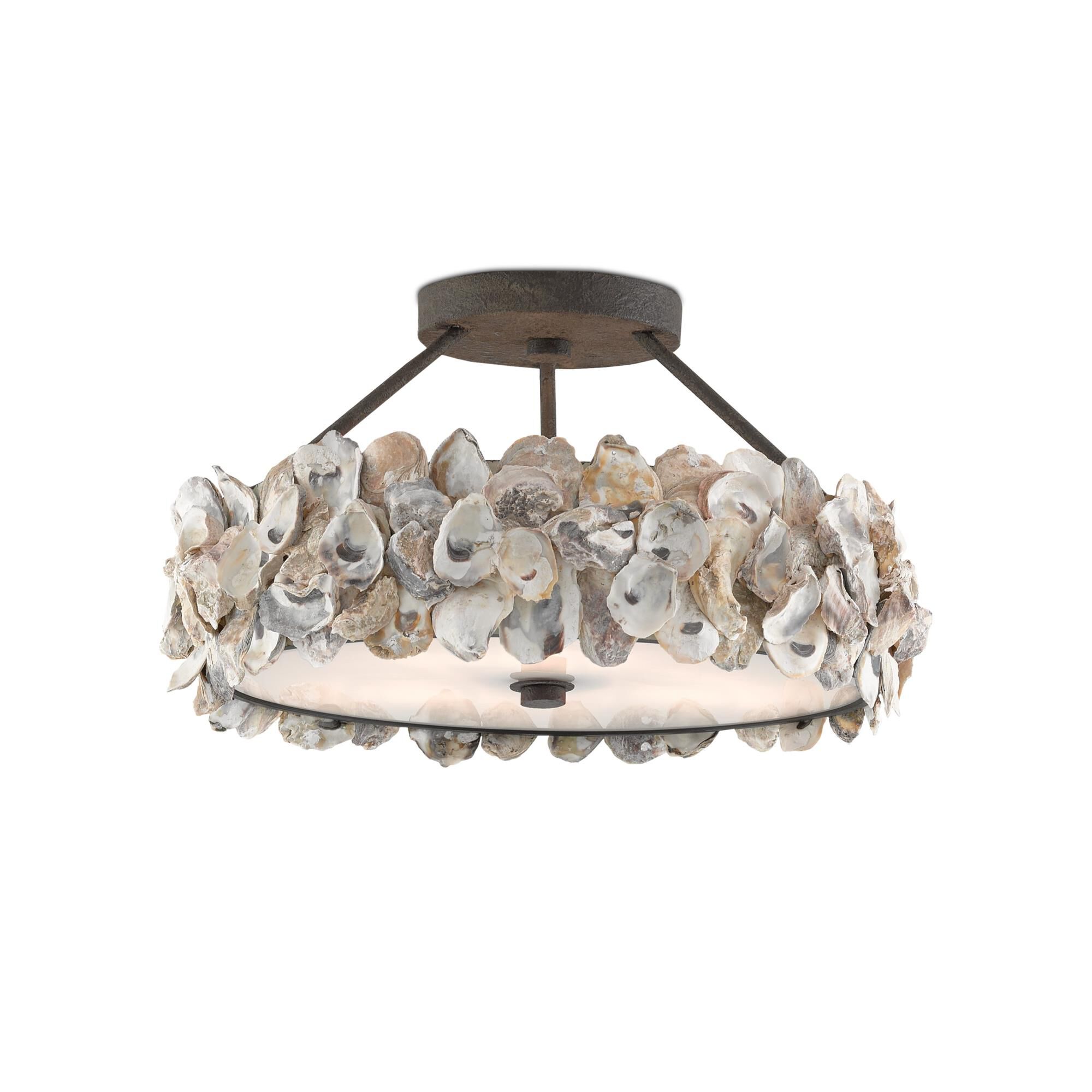 Oyster 19 Inch 3 Light Semi Flush Mount by Currey and Company