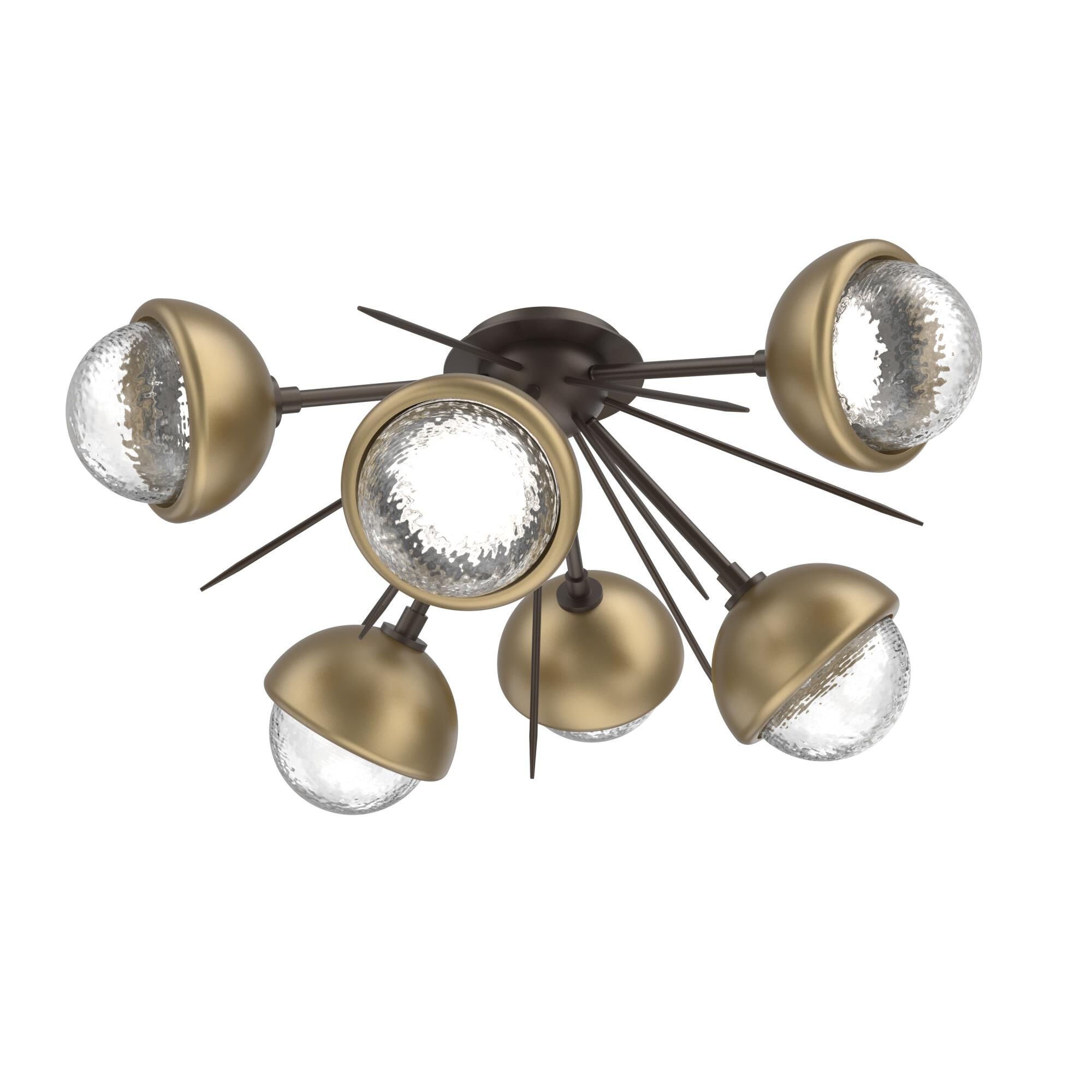 Shown in Flat Bronze finish and Clear glass and Gilded Brass accent