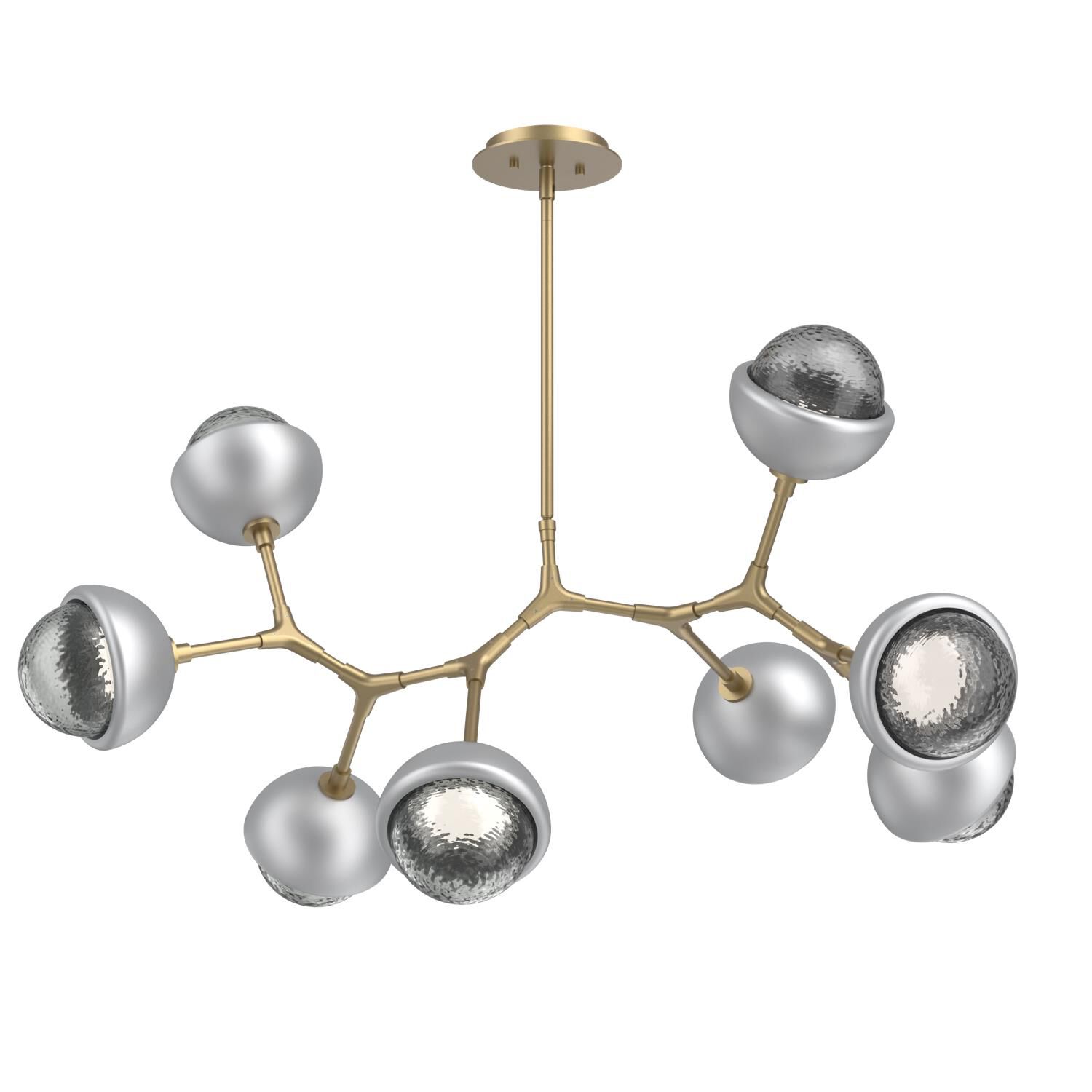 Shown in Gilded Brass finish and Smoke glass and Classic Silver accent