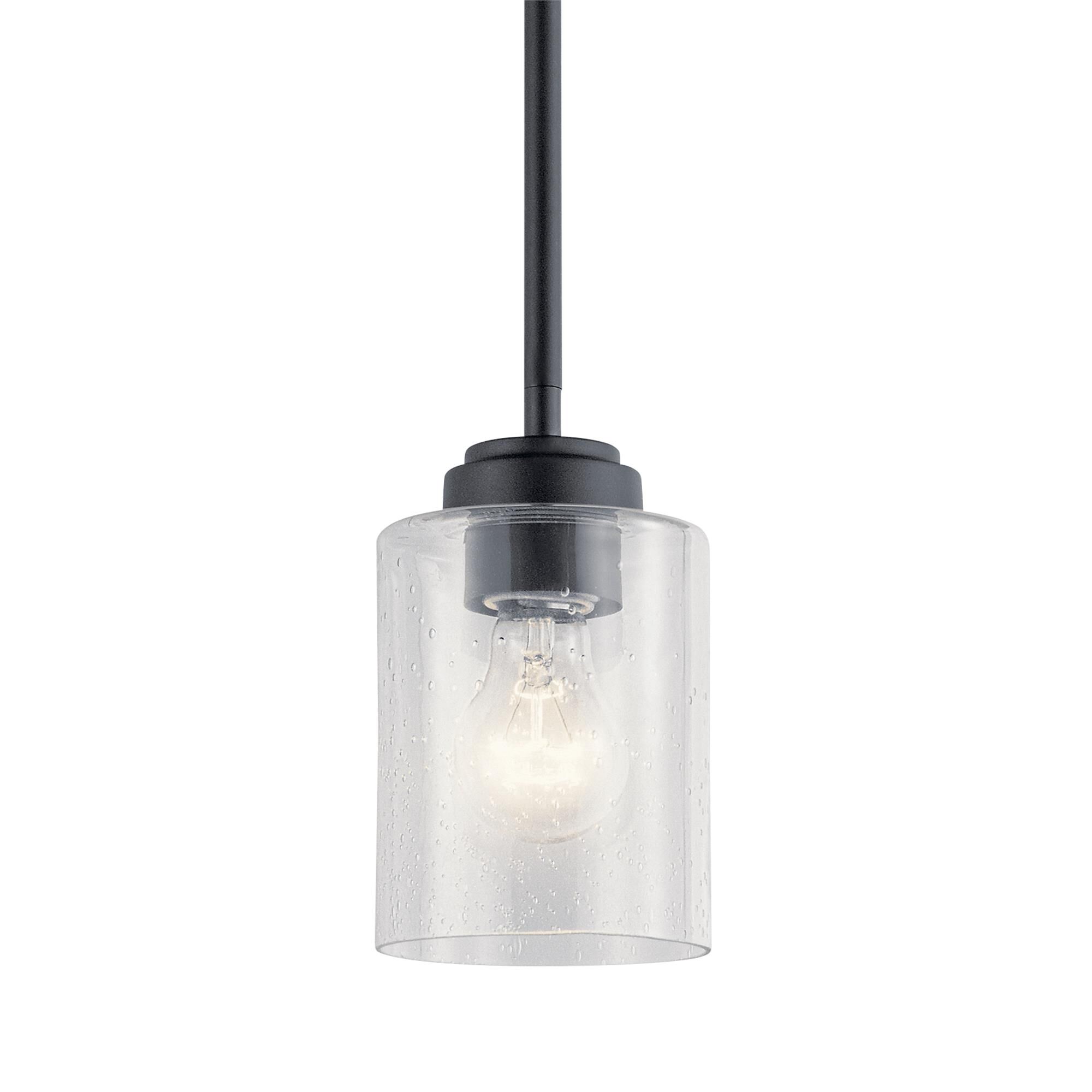 Shown in Black finish and Clear Seeded glass